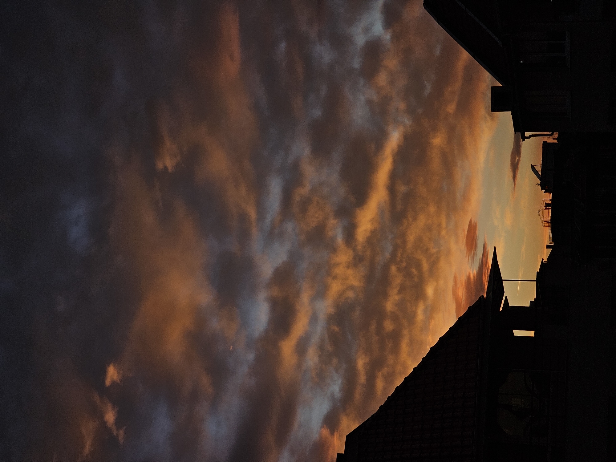 Dramatic orange-grey clouds observed over Burgas, Bulgaria