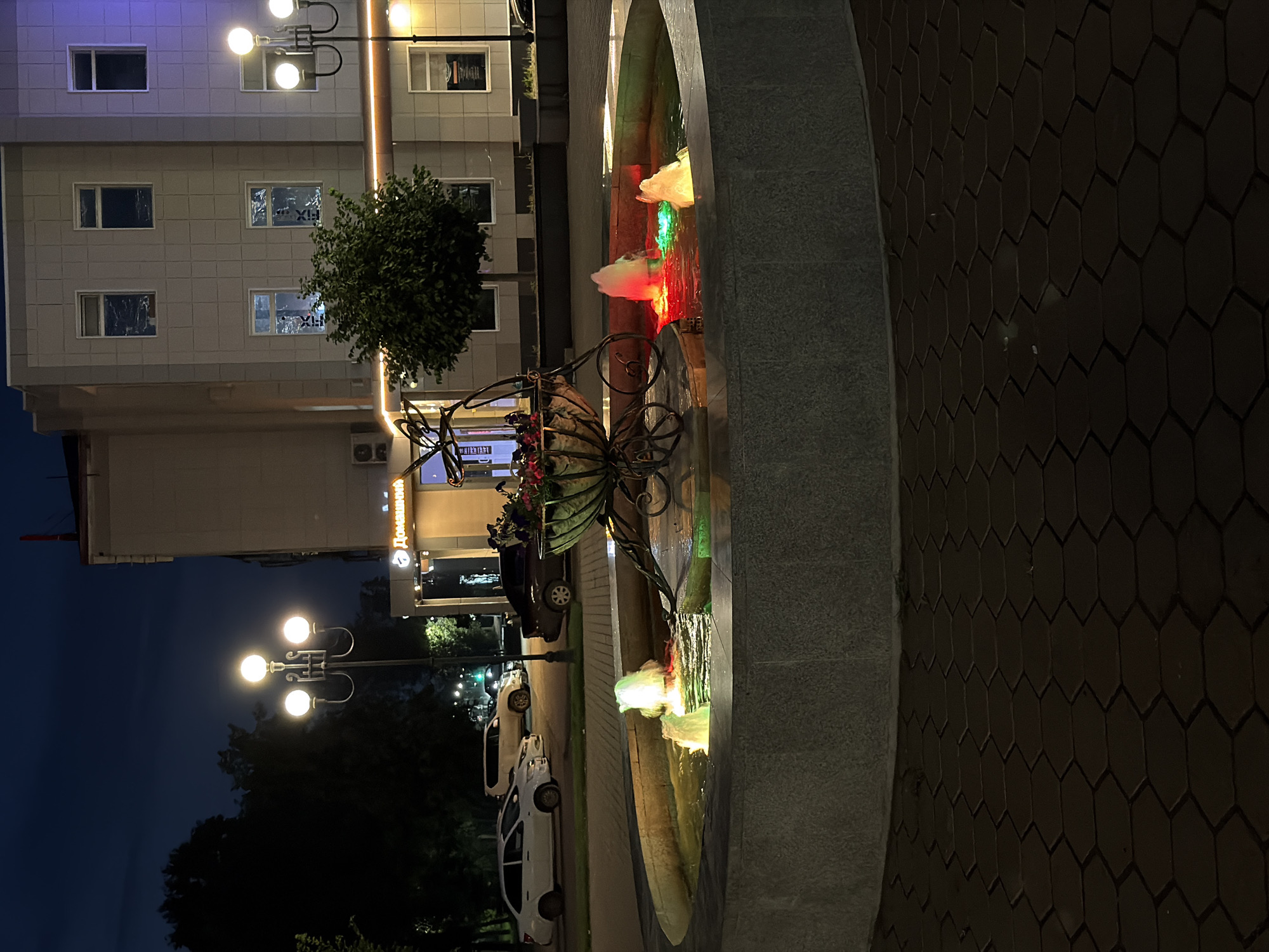 Summer night at Tchaikovsky Square, Chaikovsky, Russia