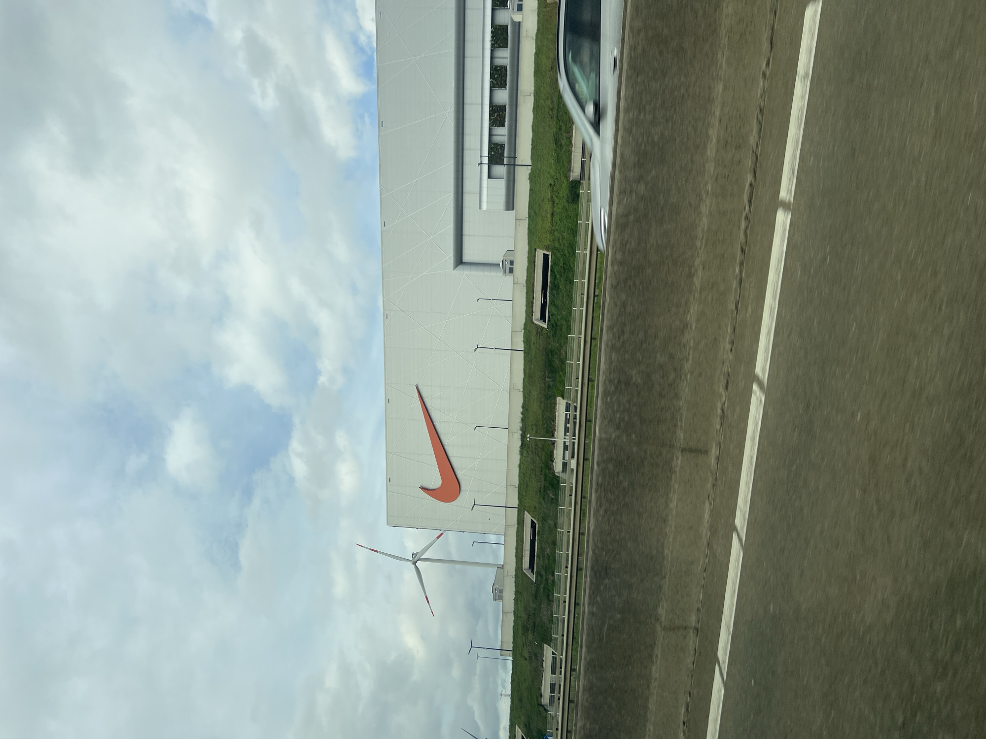 Nike-branded building spotted near wind turbines in Belgian town