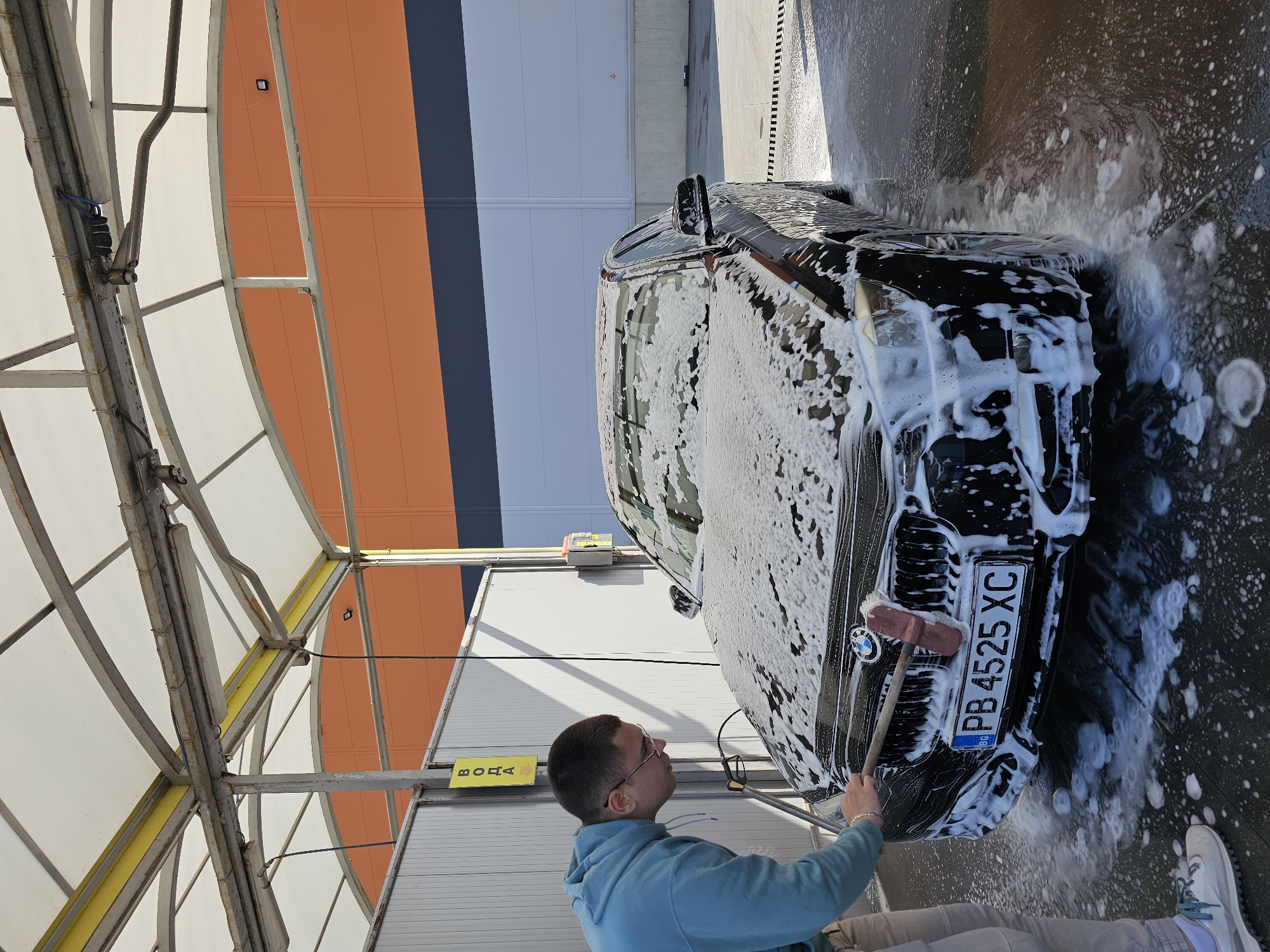 Morning car wash routine captured in Plovdiv, Bulgaria
