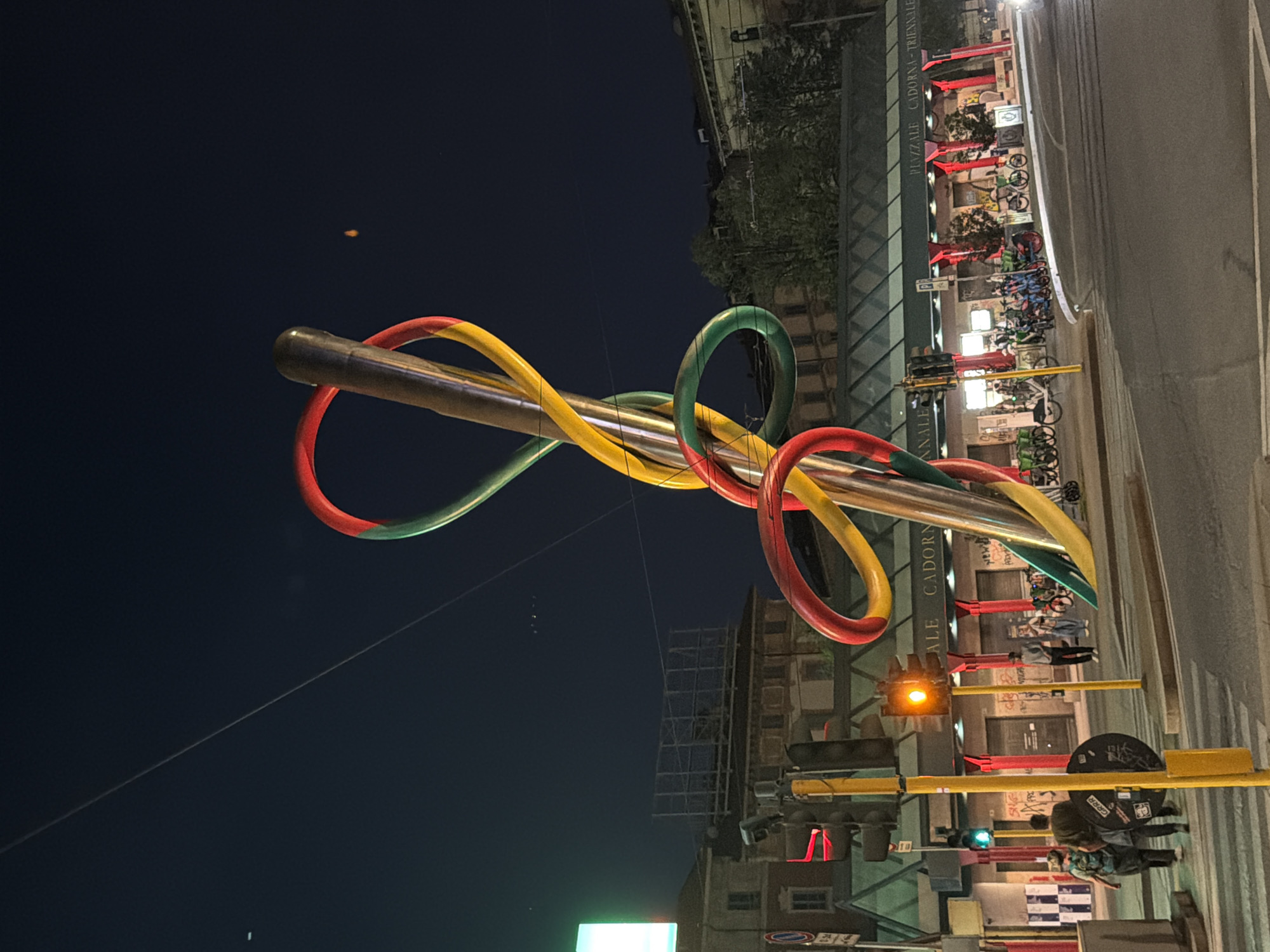 Evening scenes captured at Milan landmark and transit system