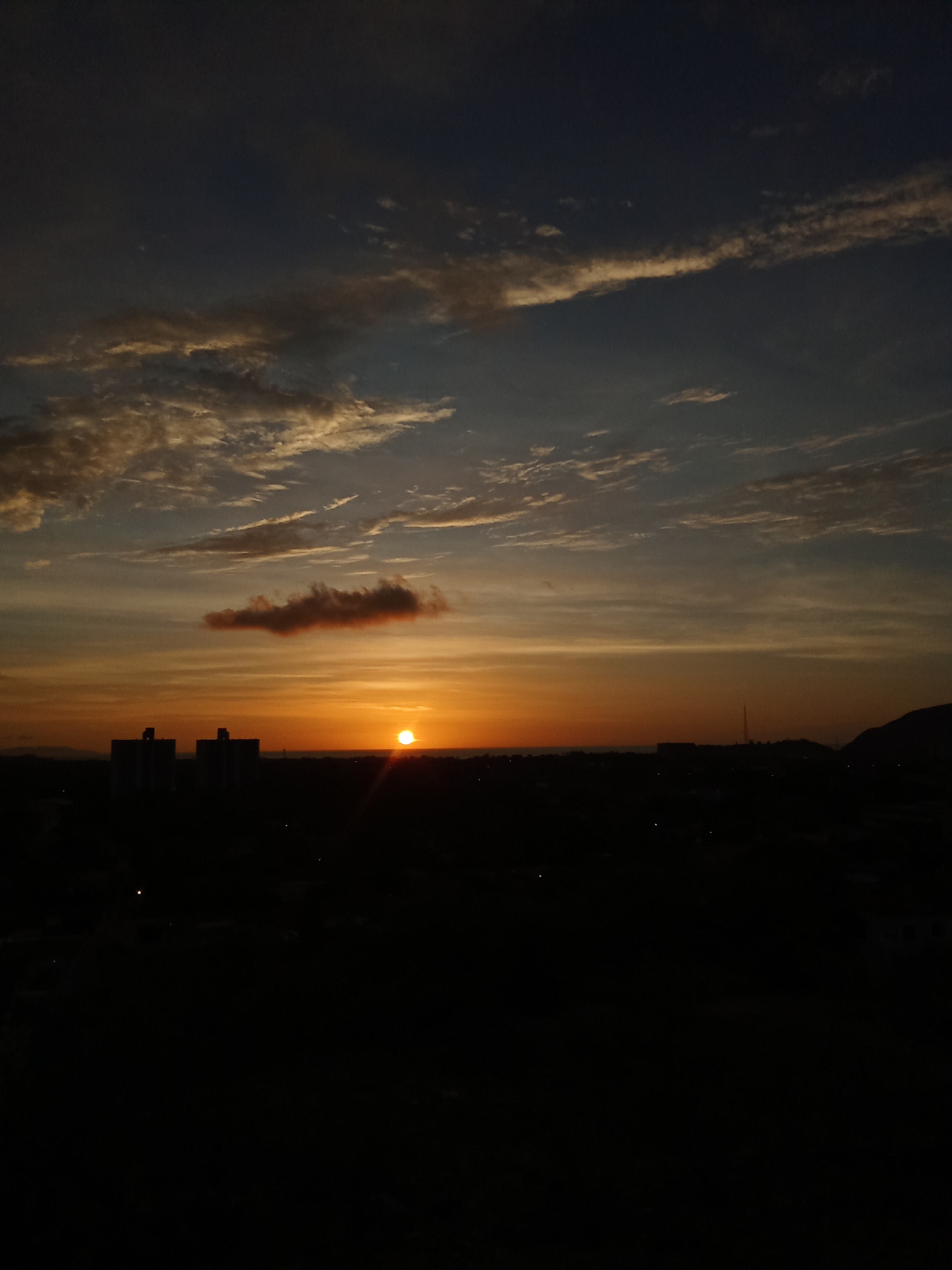 Sunset fades to twilight over Juan Griego's coastline