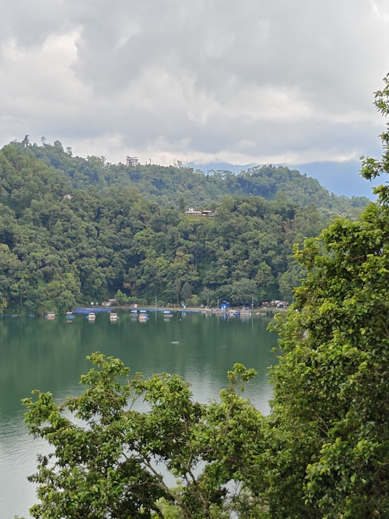 Phewa Lake views and religious art in Pokhara, Nepal