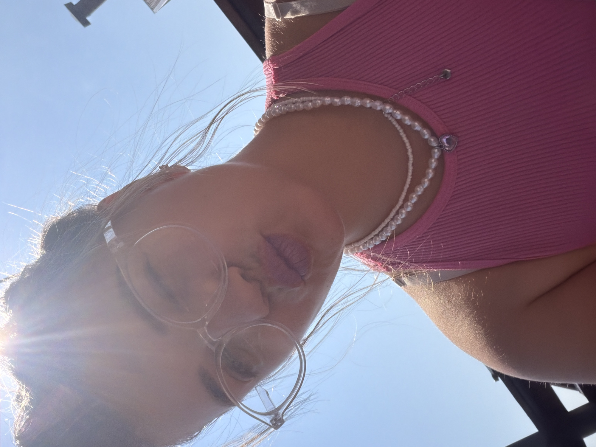 Woman takes playful selfies in Большая Шильна, Russia