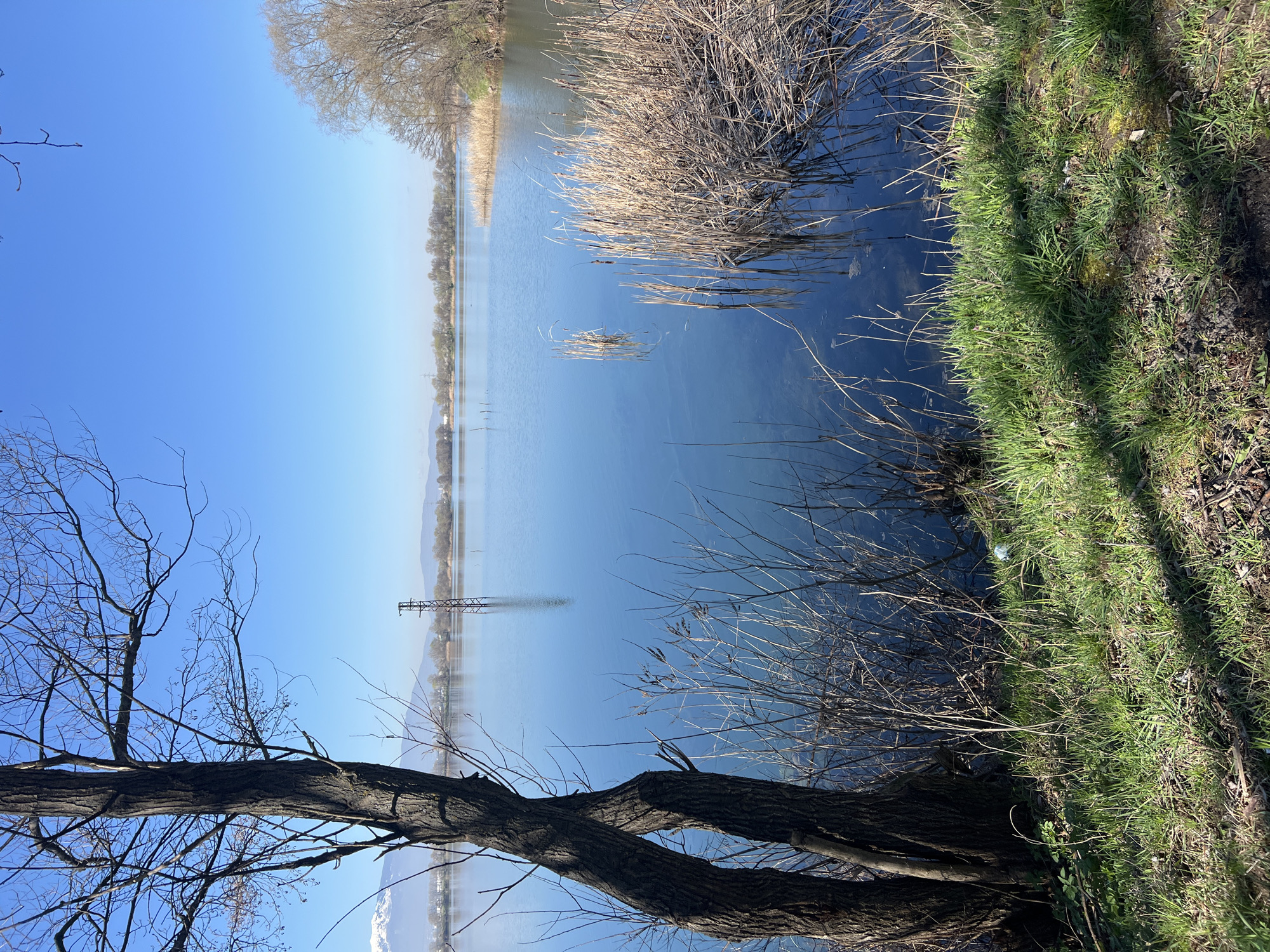 Clear skies reflect in Sofia waterway on Monday morning