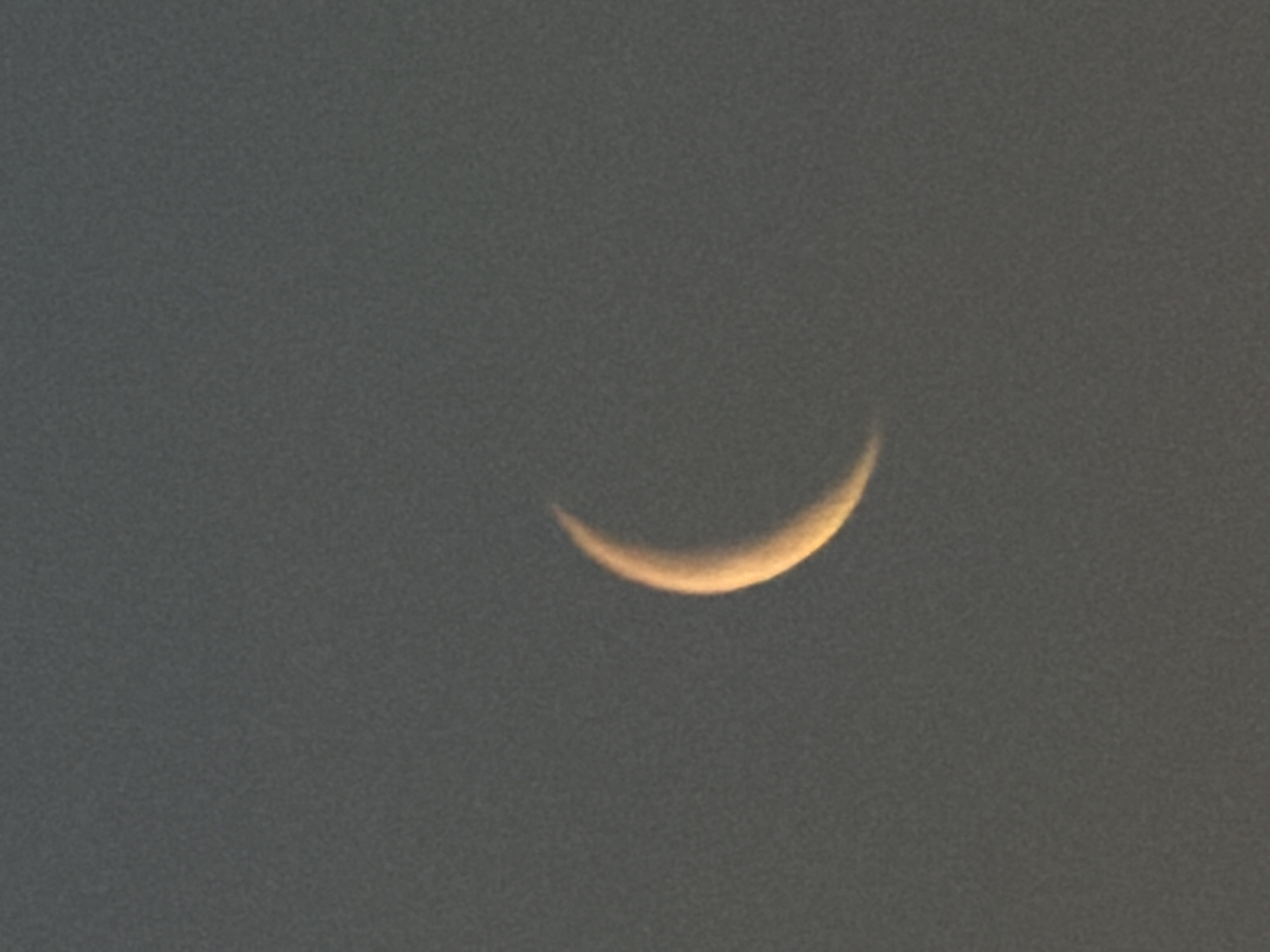 Dawn crescent moon observed over Leudelange, Luxembourg
