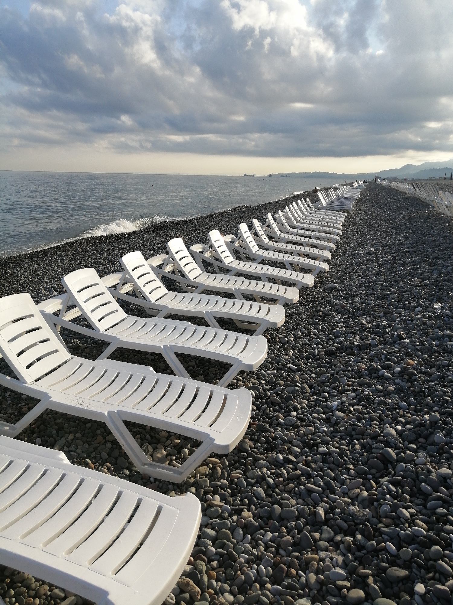 Batumi's beaches, parks, and landmarks on a grey morning