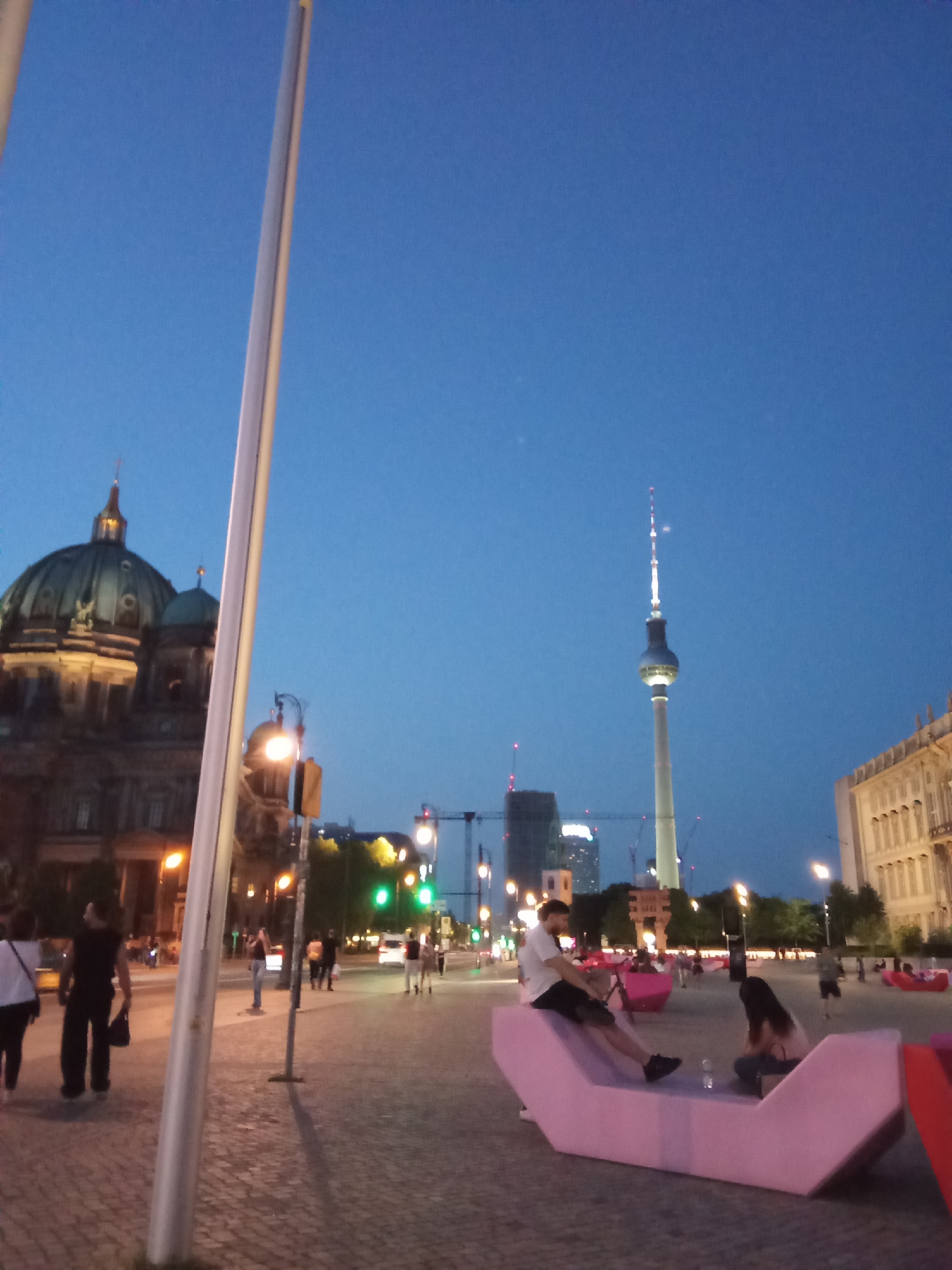 Berlin Cathedral and TV Tower Captured at Dusk