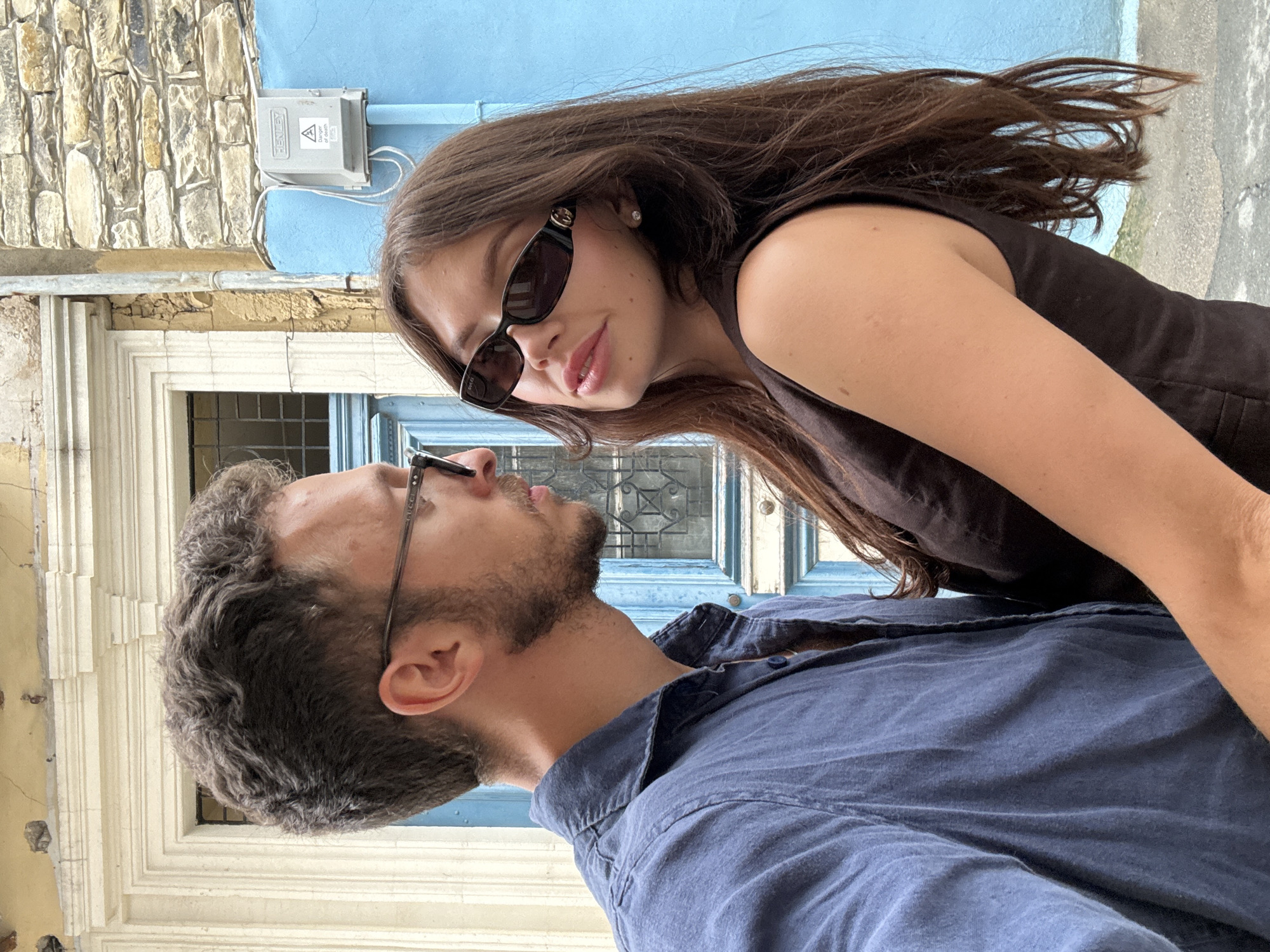 Couple photographed in traditional Cyprus village of Pano Lefkara