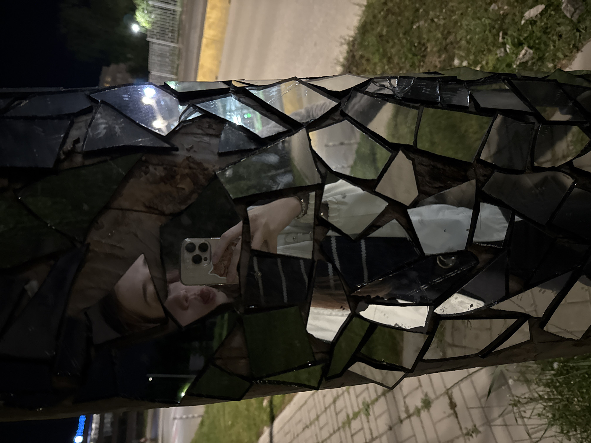 Mirrored mosaic sculpture documented in Sofia, Bulgaria