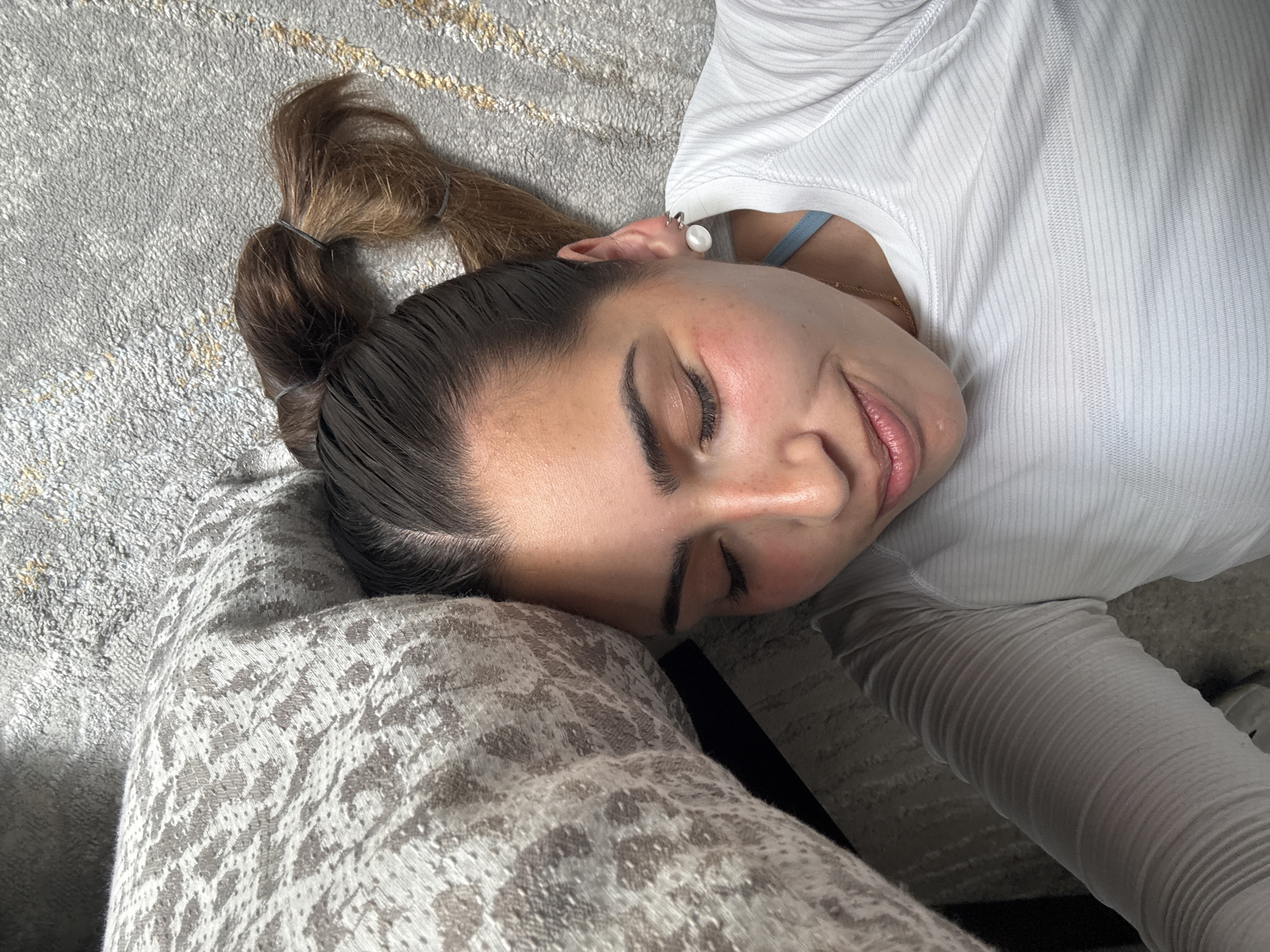 Woman enjoys quiet evening watching Formula 1 at Mexico home
