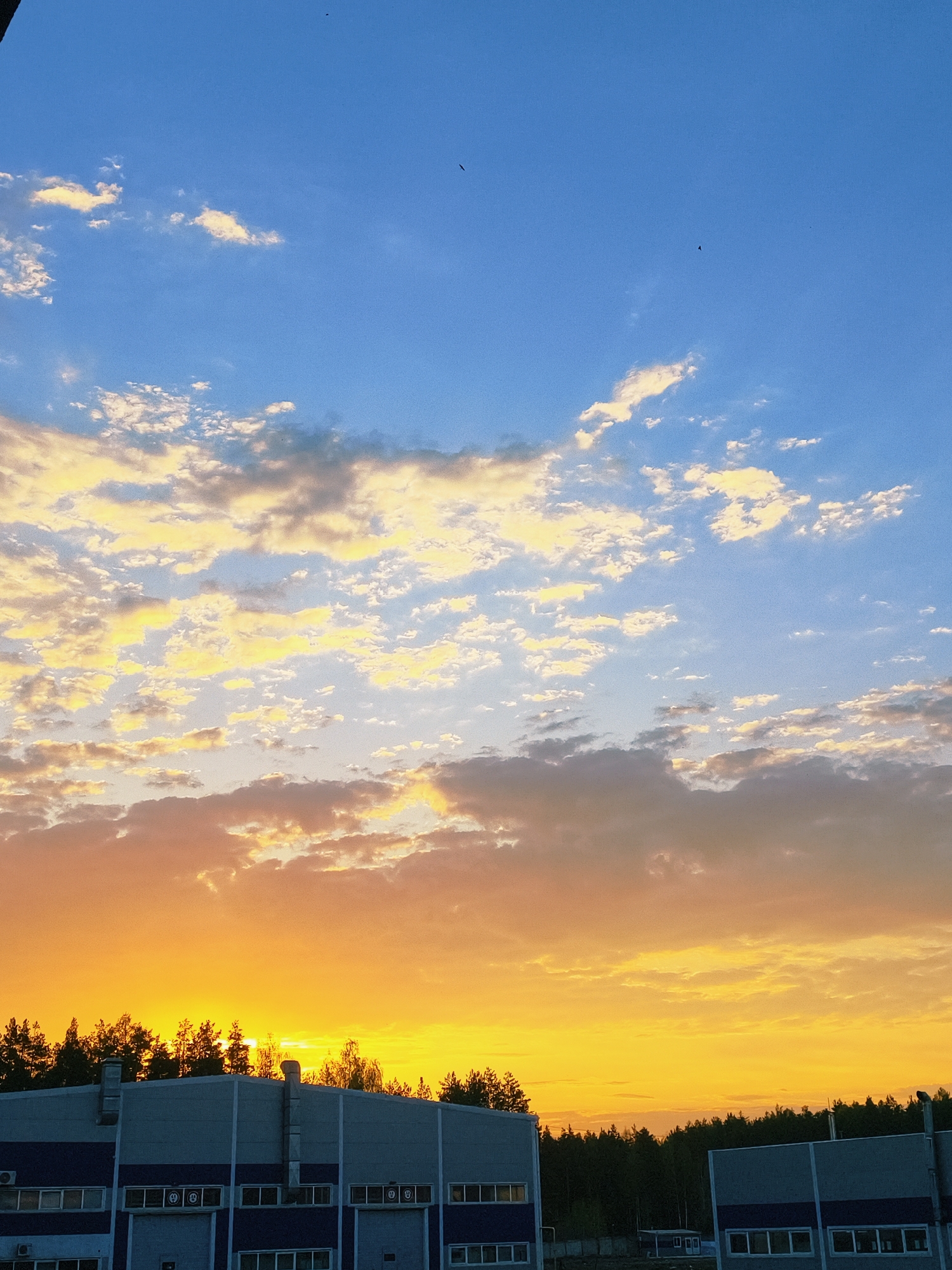Sunset observed over building in Noviy, Russia