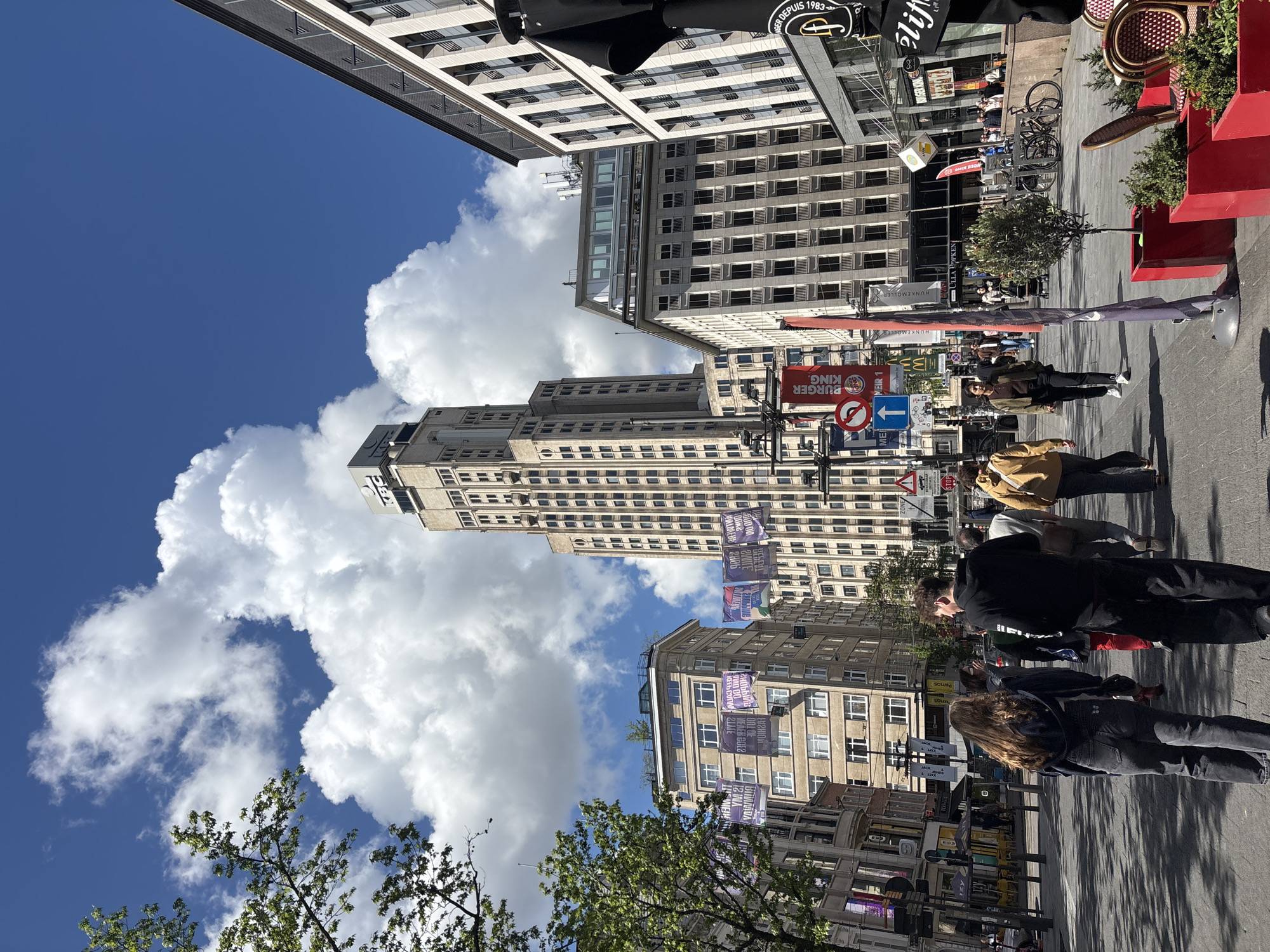 Antwerp skyline documented featuring KBC Tower and cathedral spire