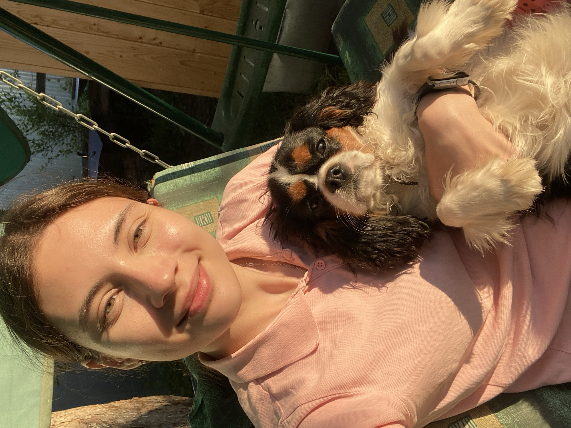 Backyard swing session with a Cavalier King Charles Spaniel, Votkinsk