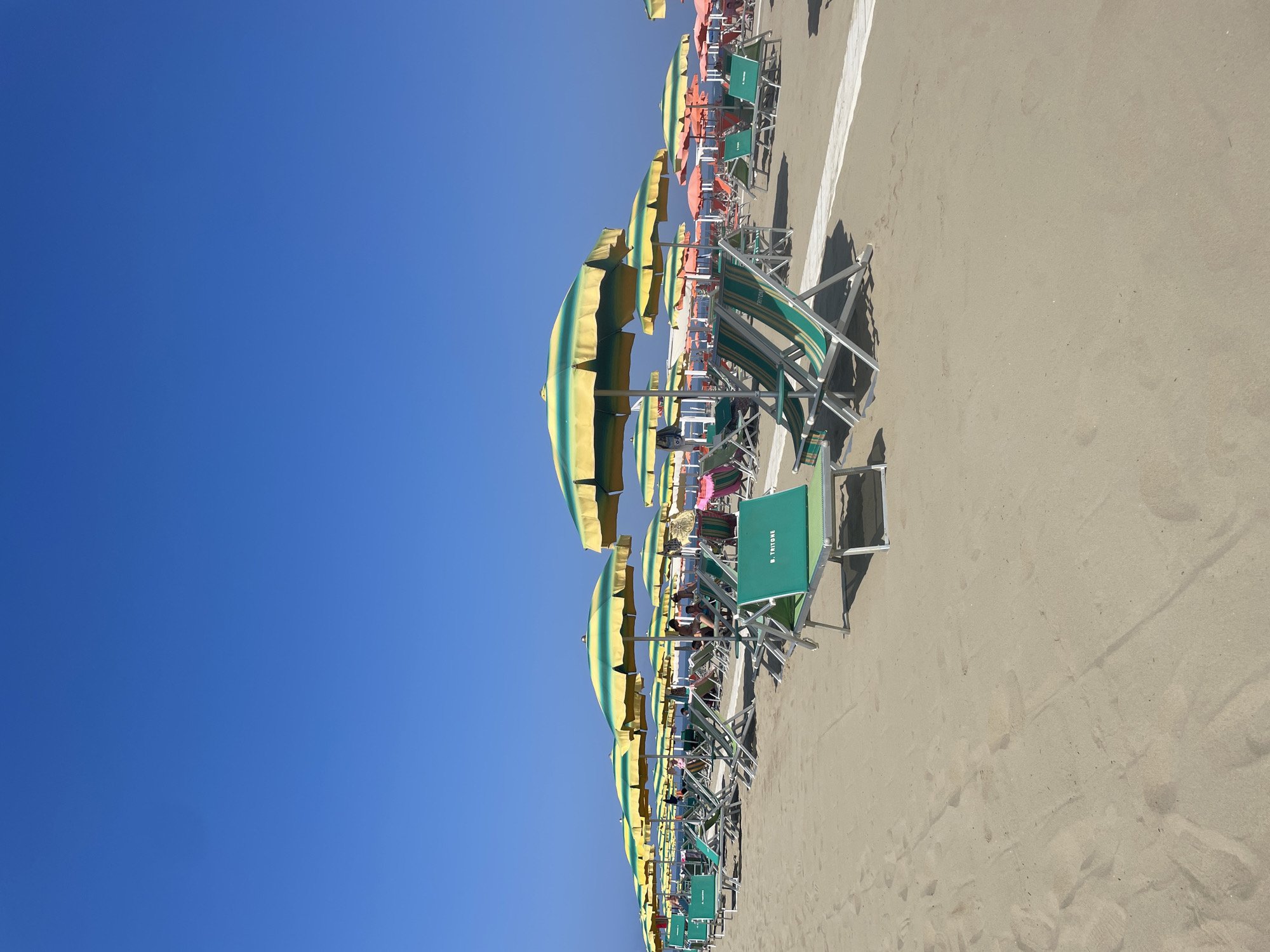 Early morning at a Viareggio beach club, calm and unhurried.