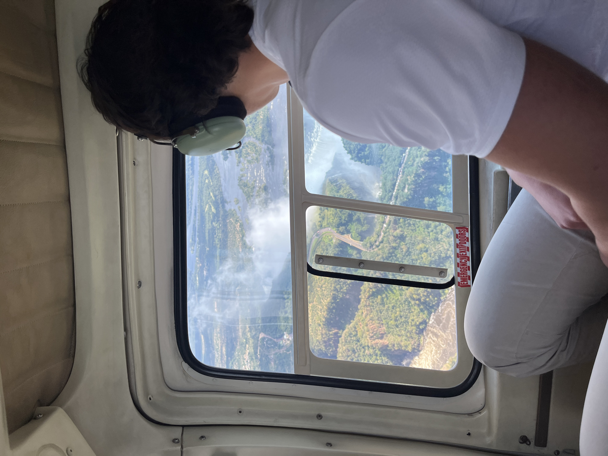Aerial sightseeing flight captures Victoria Falls views over Zambia