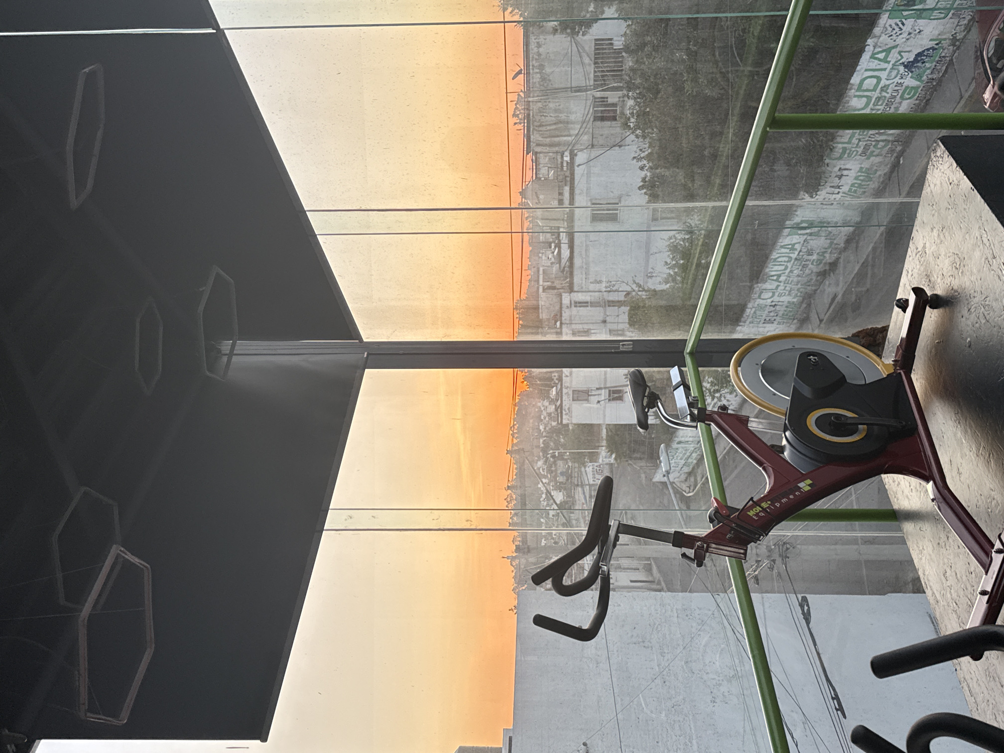 Fitness center documented during sunset hours in Puebla, Mexico