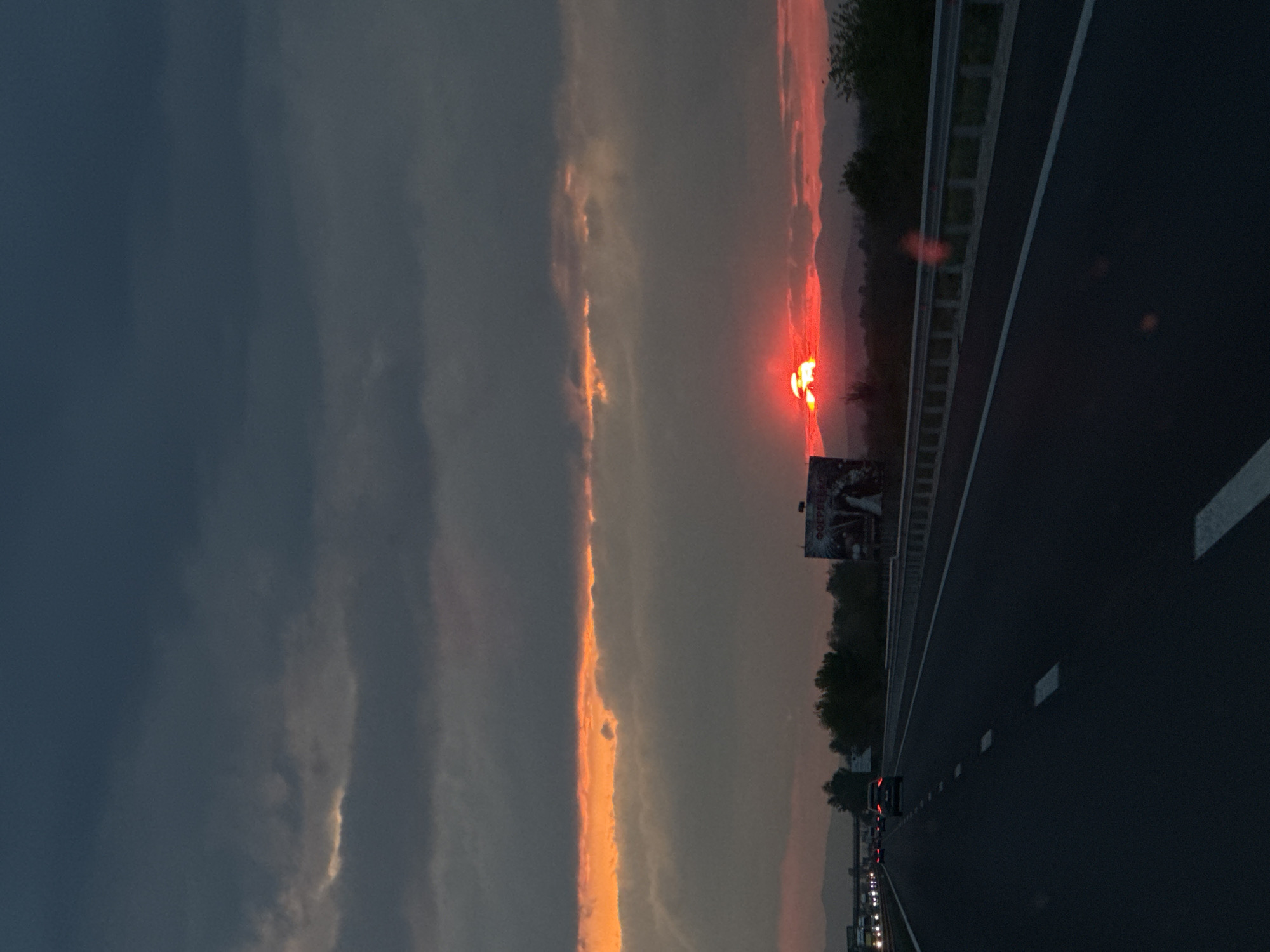Dramatic sunset observed over highway in Malo Konare, Bulgaria