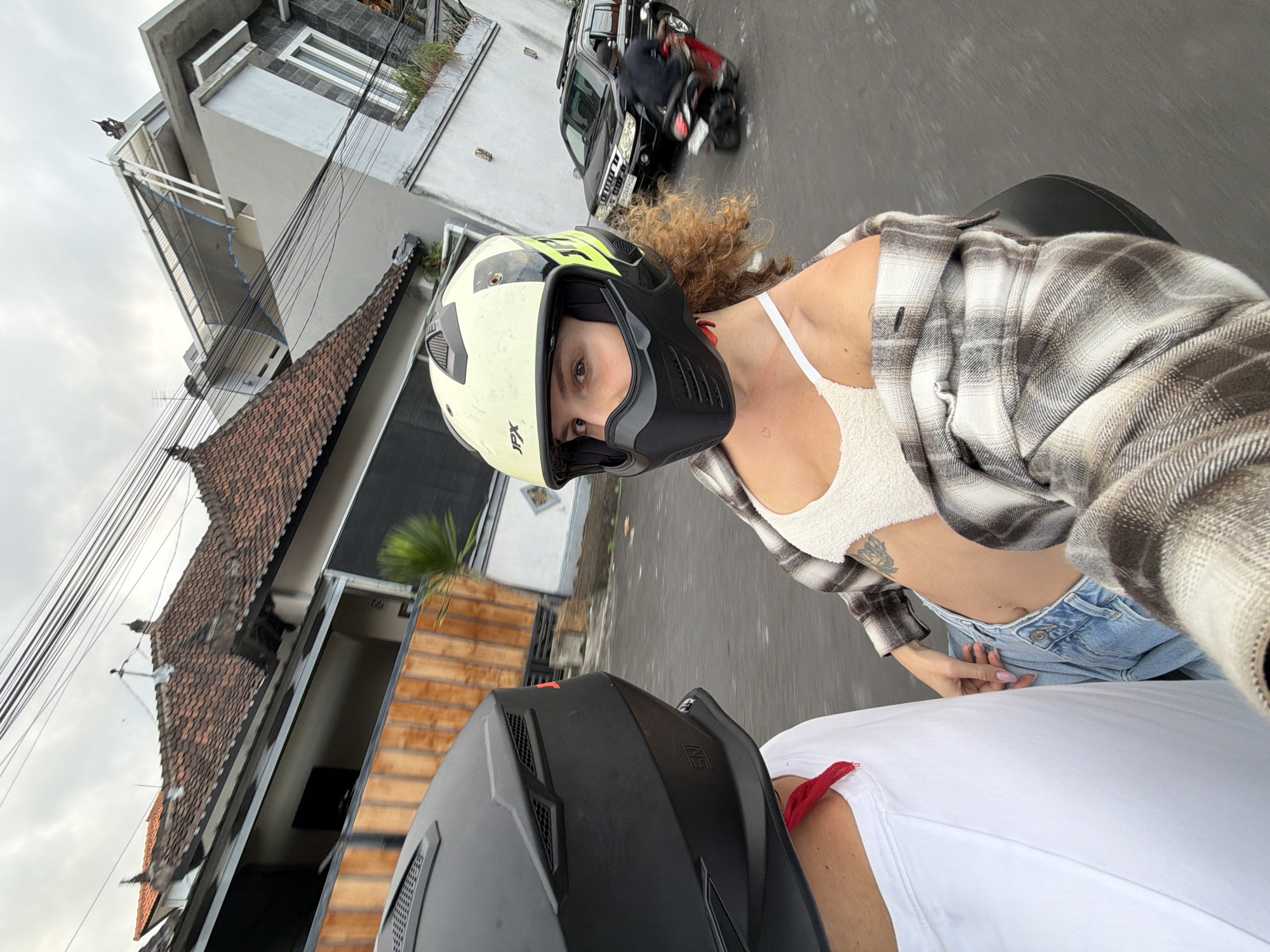 Motorcycle selfies and a dog walk in North Kuta, Bali