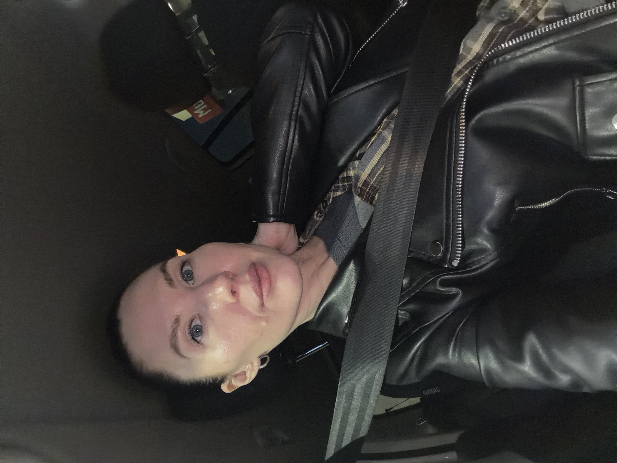 Two women capture selfie during evening drive in Perm