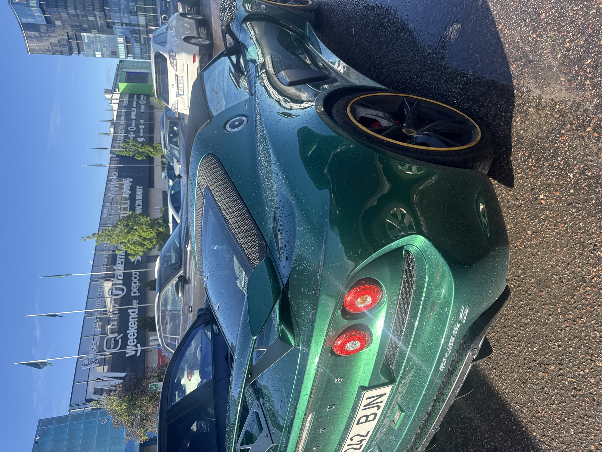 Green Lotus spotted around Tallinn shopping areas on cloudy day