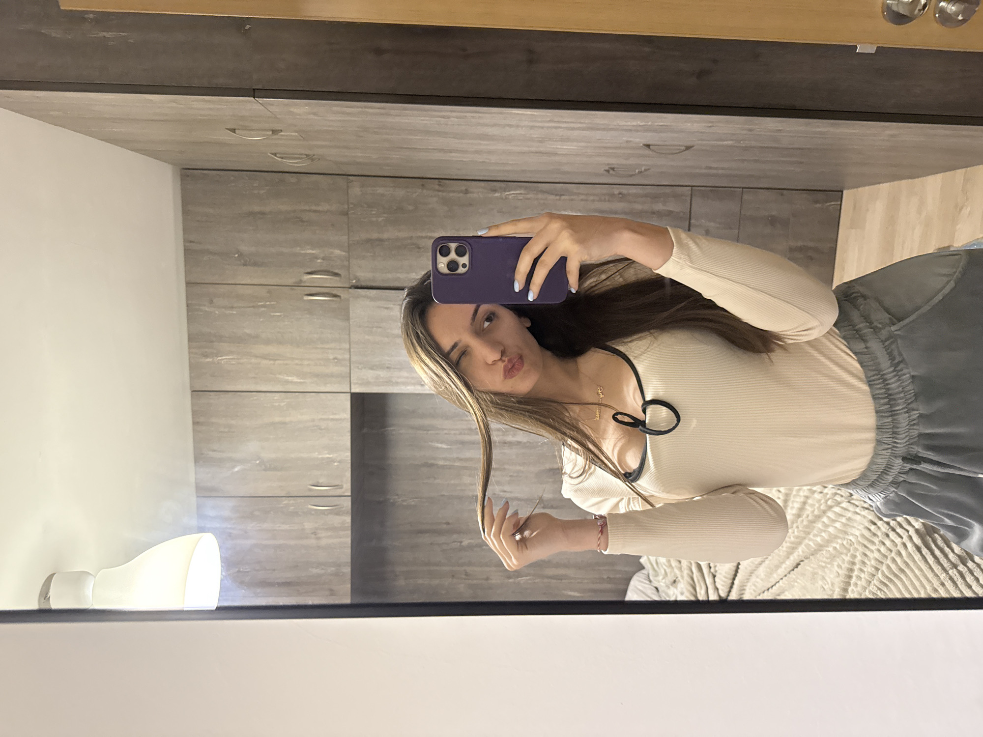 Couple documents evening together with selfies in Plovdiv home
