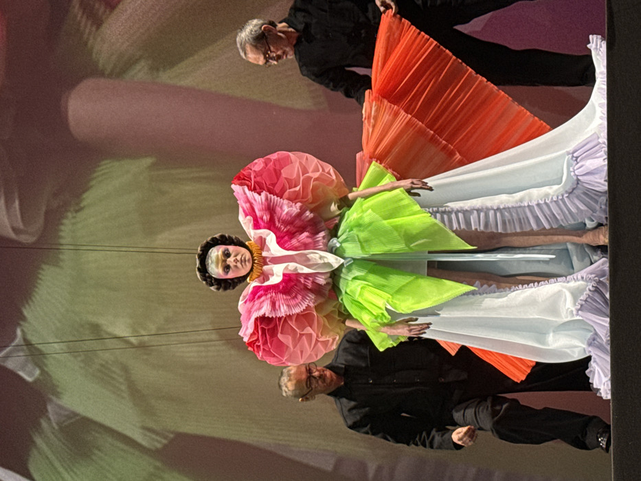 Theatrical floral fashion show staged in Paris