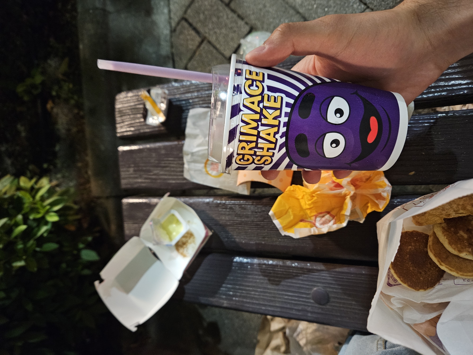 McDonald's meal consumed on bench in Osaka, Japan