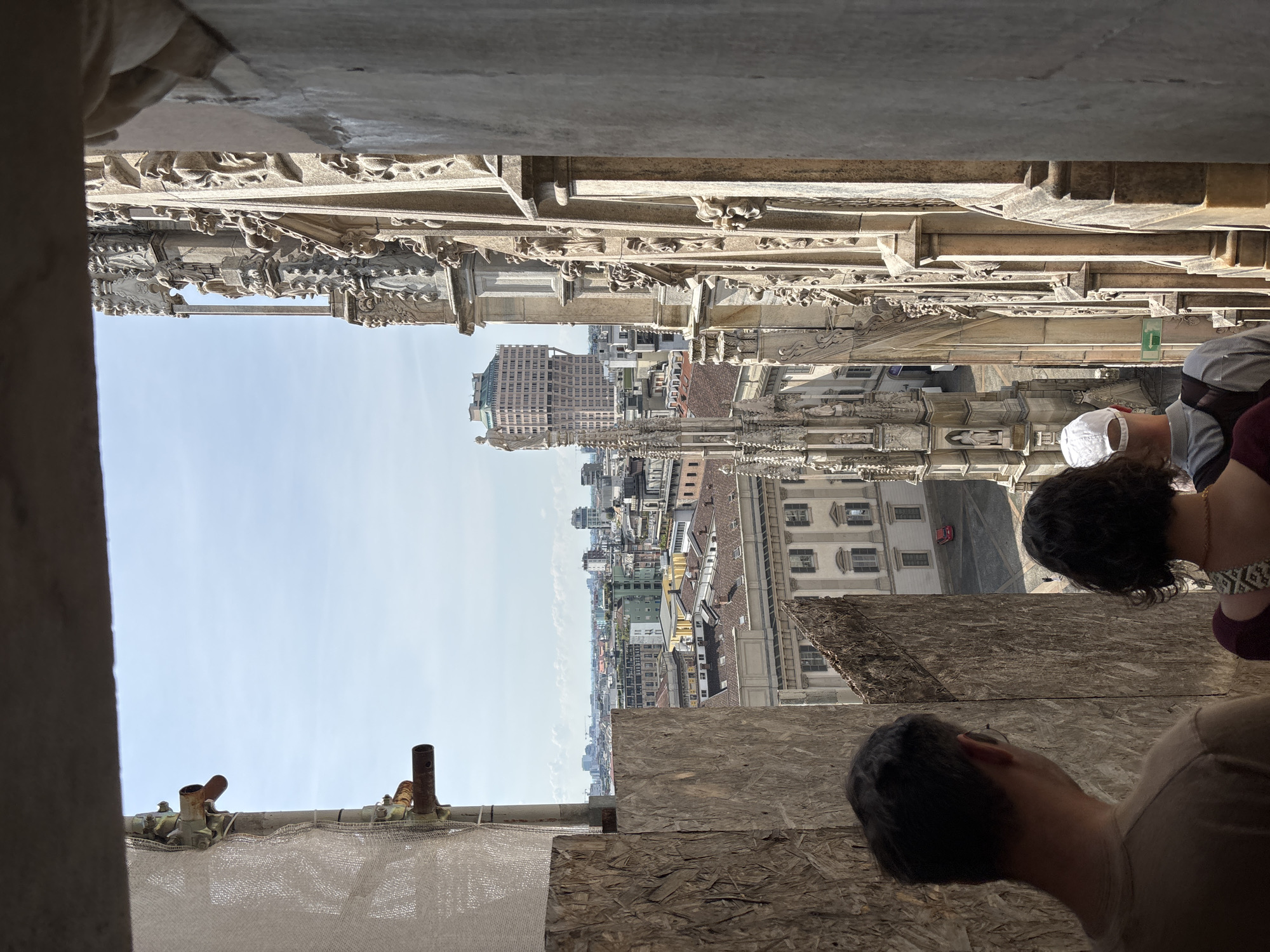 Tourist captures morning views from Milan Cathedral rooftop