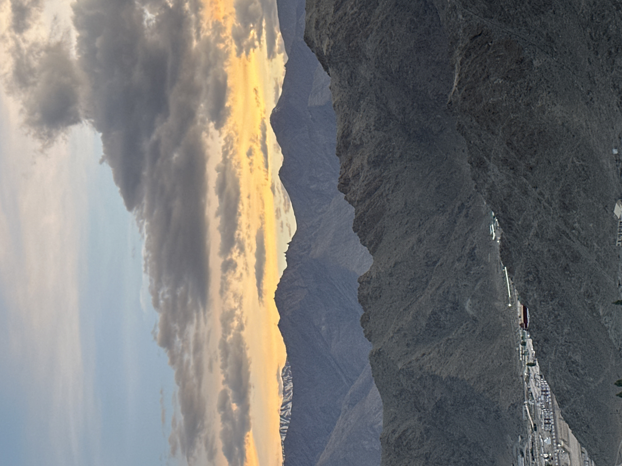 Shanti Stupa and Leh cityscape at dusk, multiple angles
