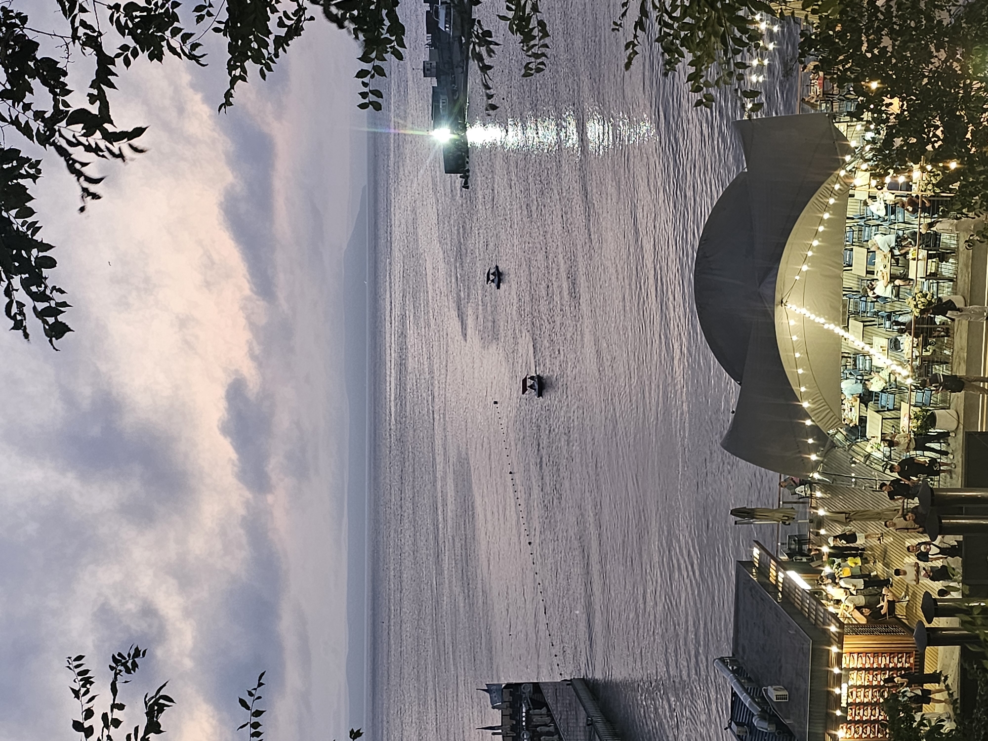 Vladivostok waterfront at dusk, harbor and Ferris wheel