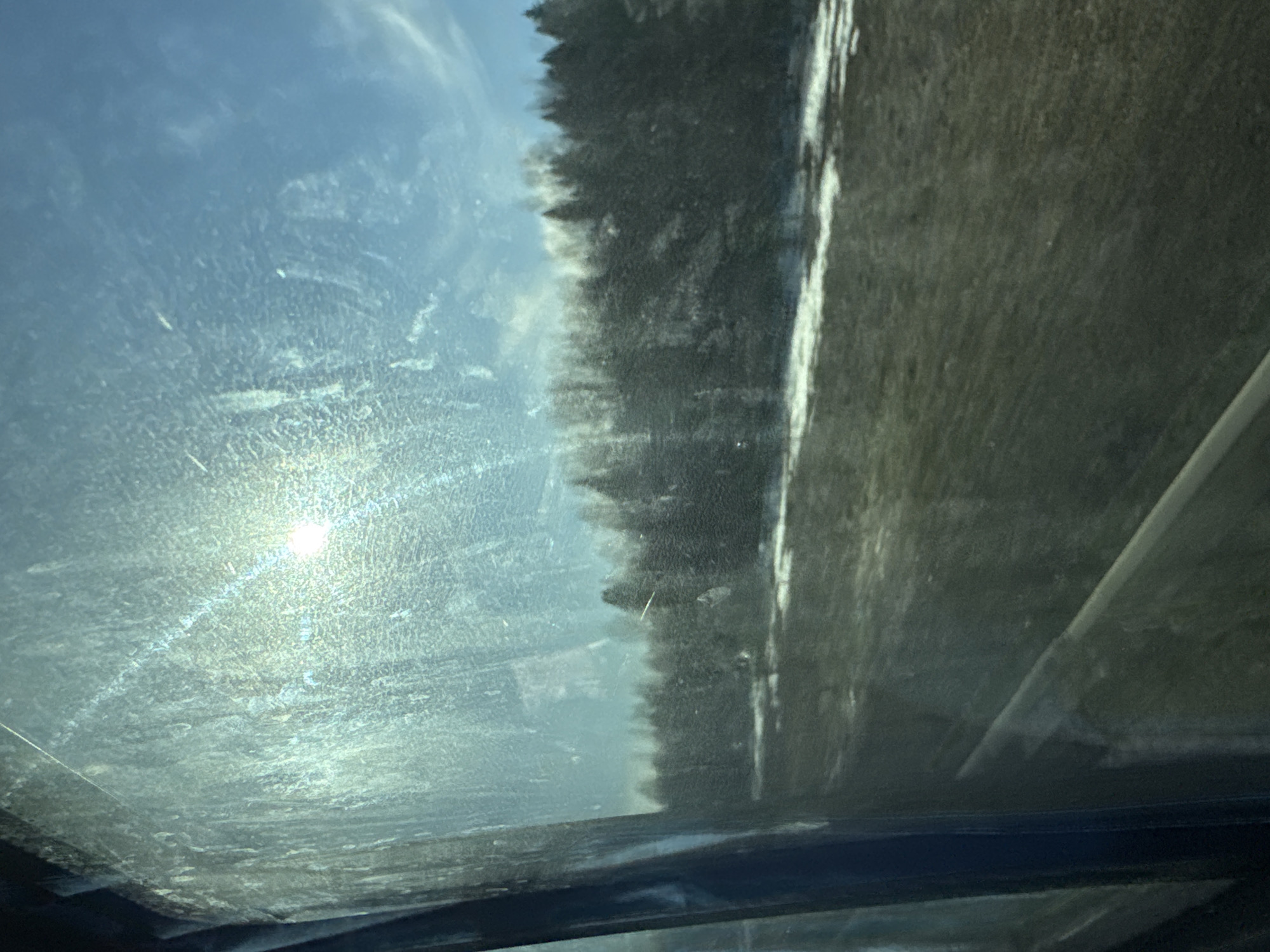 Vehicle passengers photograph landscape through sunroof in Yarino, Russia