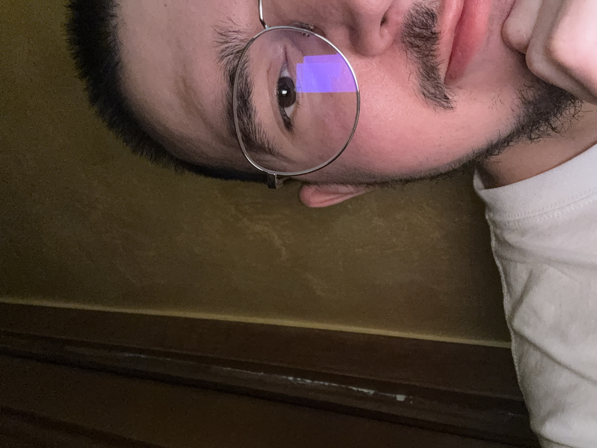 Man takes indoor selfie in Razlog, Bulgaria