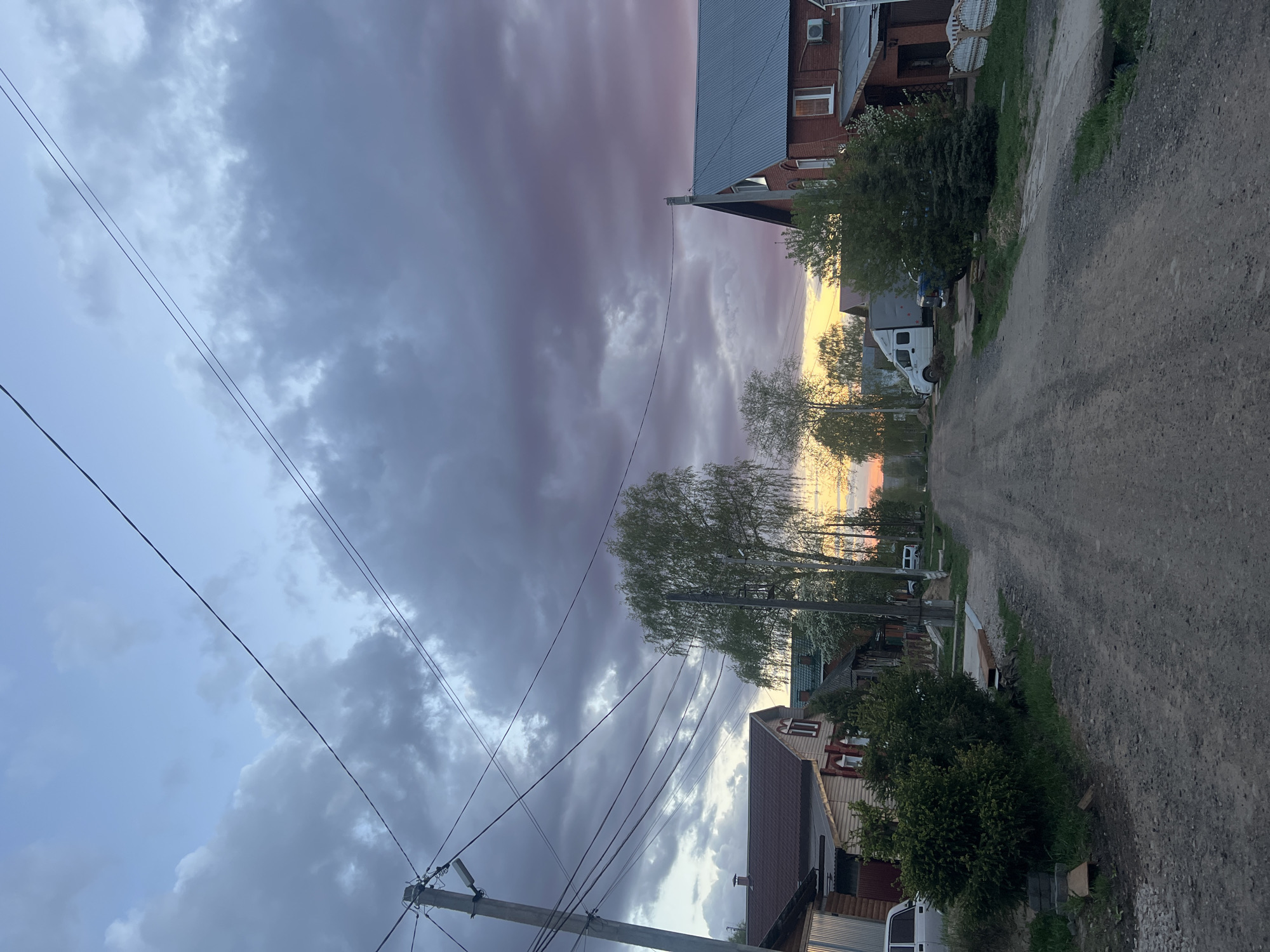 Dramatic sunset with storm clouds observed across Votkinsk, Russia