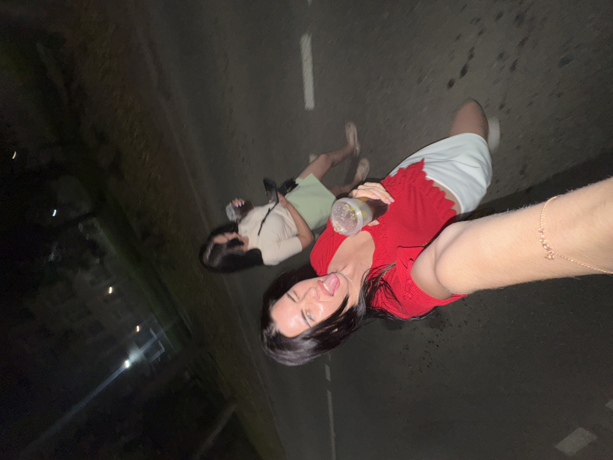 Late-night hangout with drinks and selfies in Chaikovsky