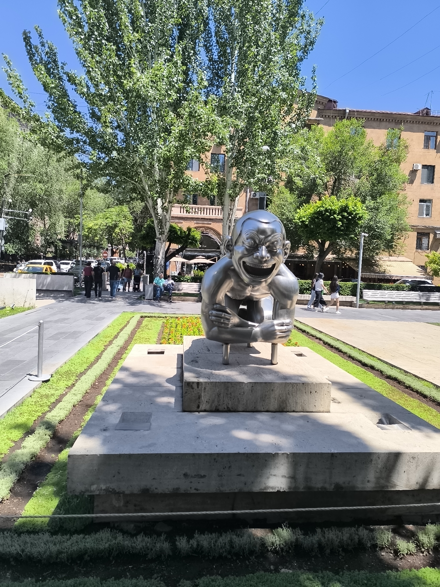 Sculpture and art installations across a museum and public grounds