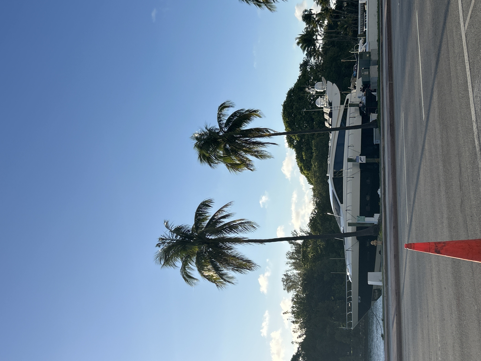 Woman films self-portrait walk at Miami Beach marina