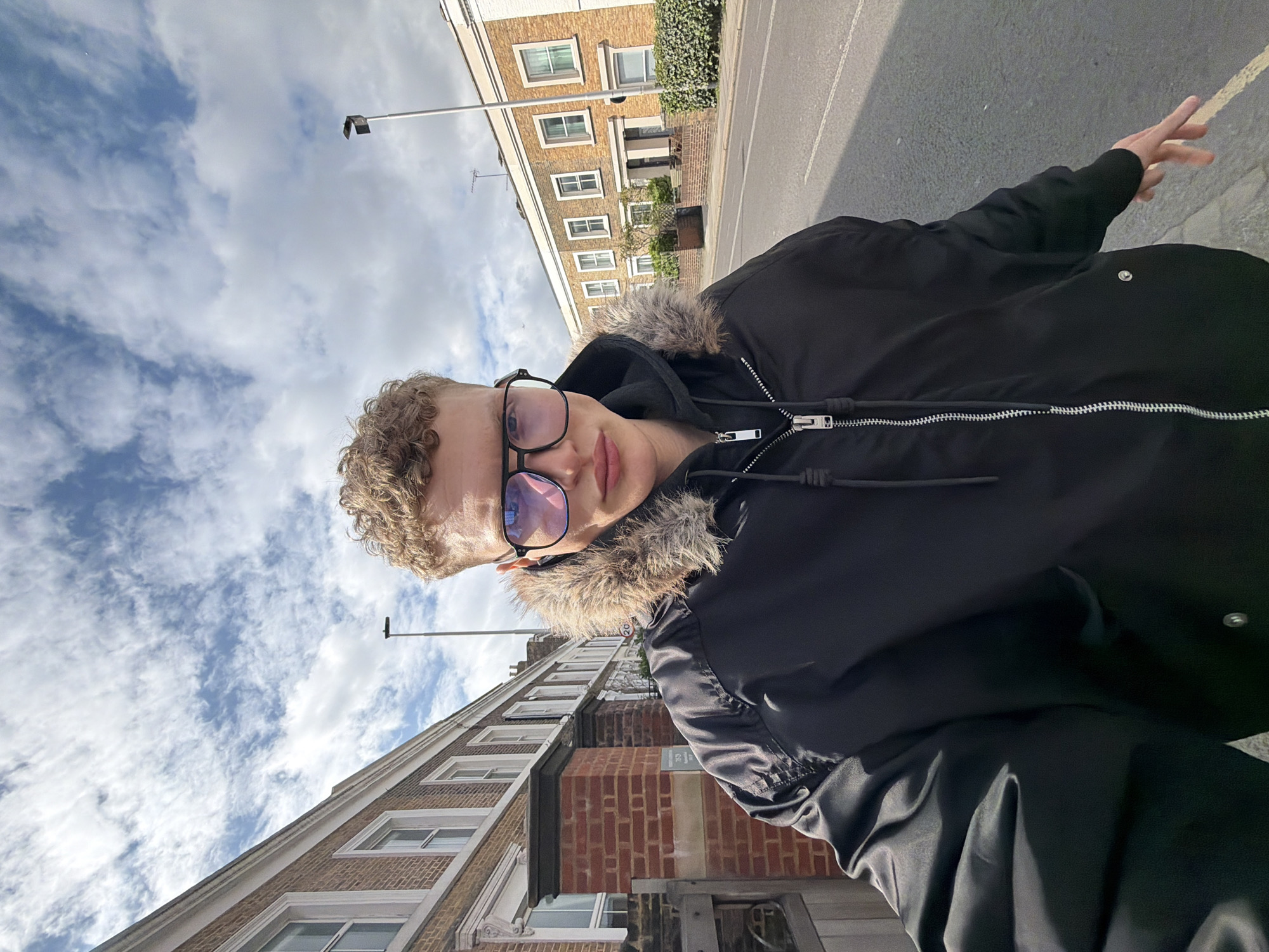 Tourist takes selfie on London street