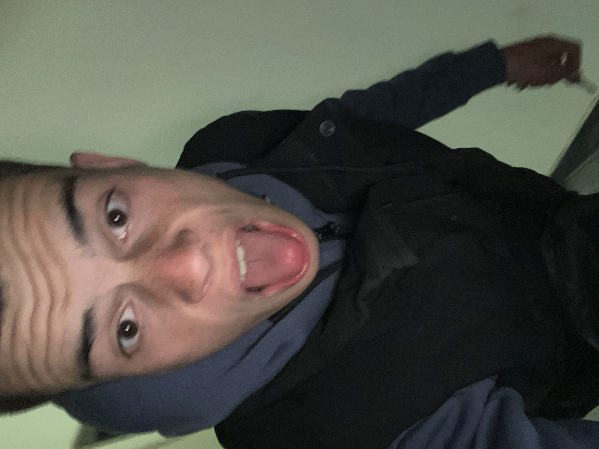 Person takes distorted low-angle selfie in Sopot, Bulgaria