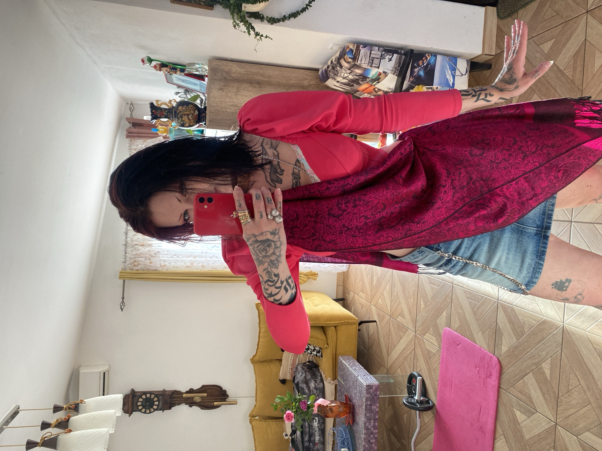 Woman takes mirror selfies in Kunje, Montenegro home