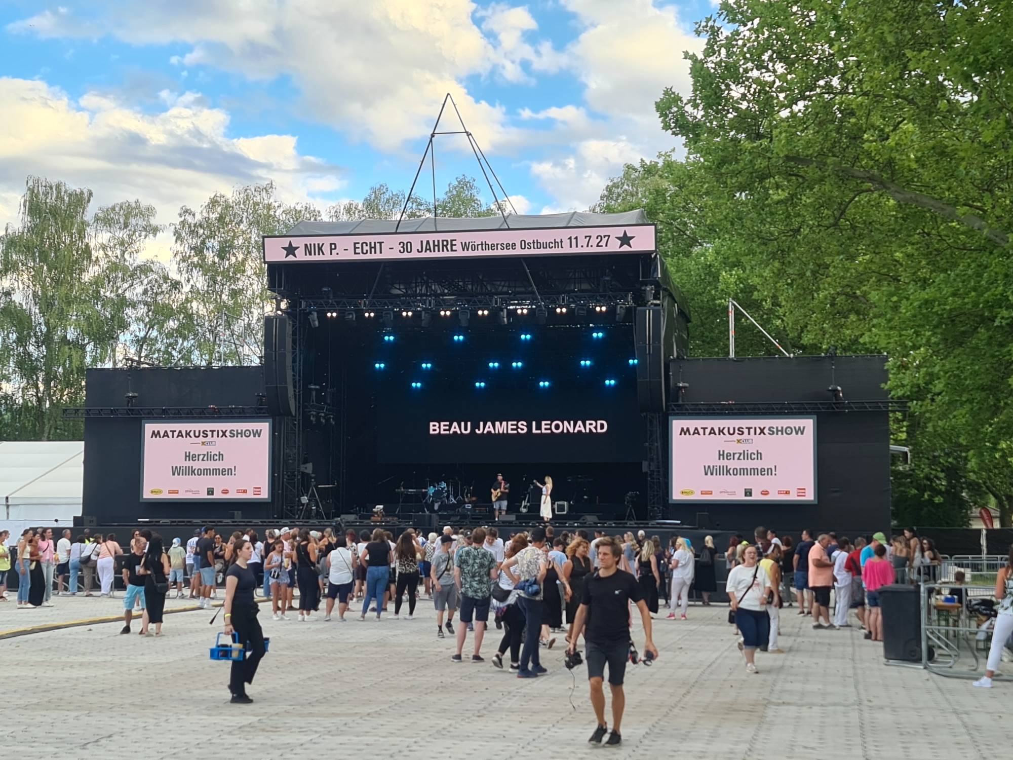 Outdoor concert stage set up in central Klagenfurt, Austria