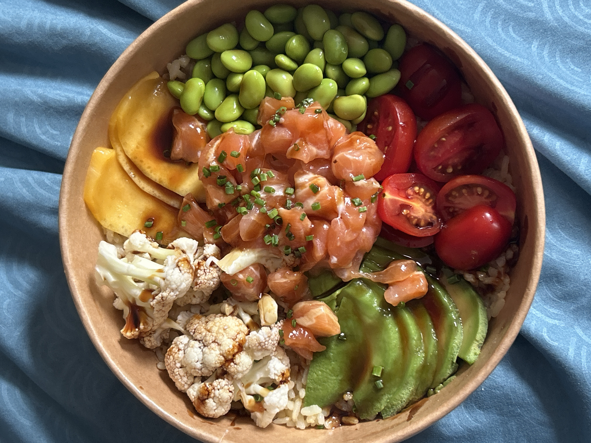 Poke bowl in Sofia, photographed from every angle