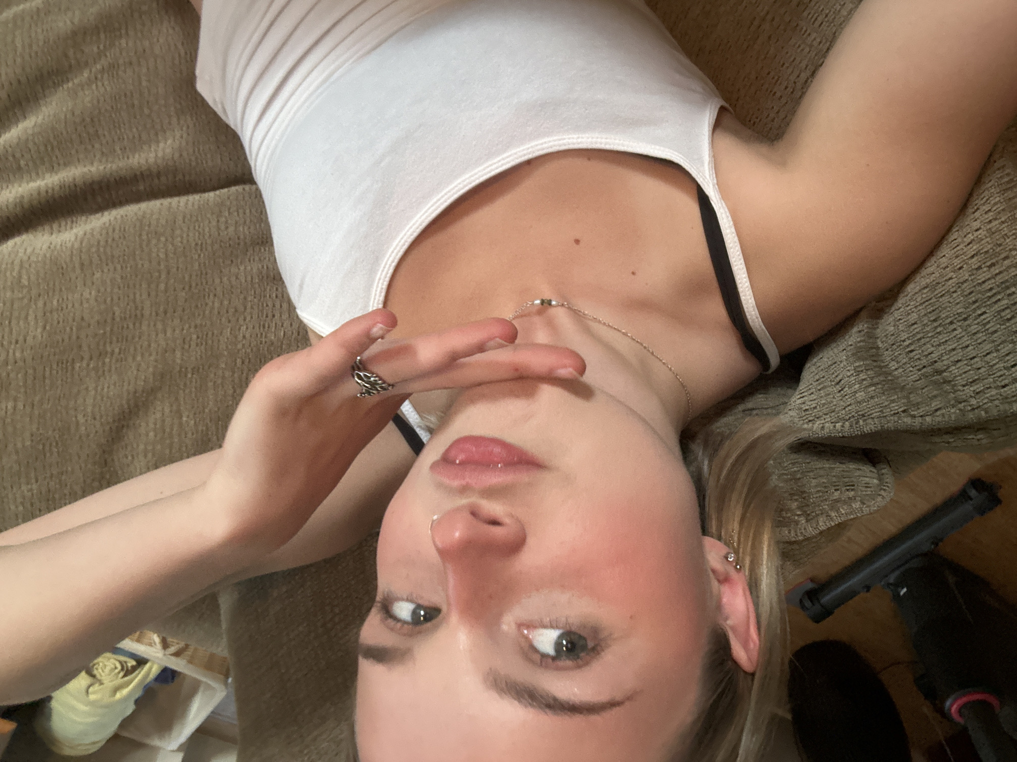 Woman resting on couch observed in Whistler early morning