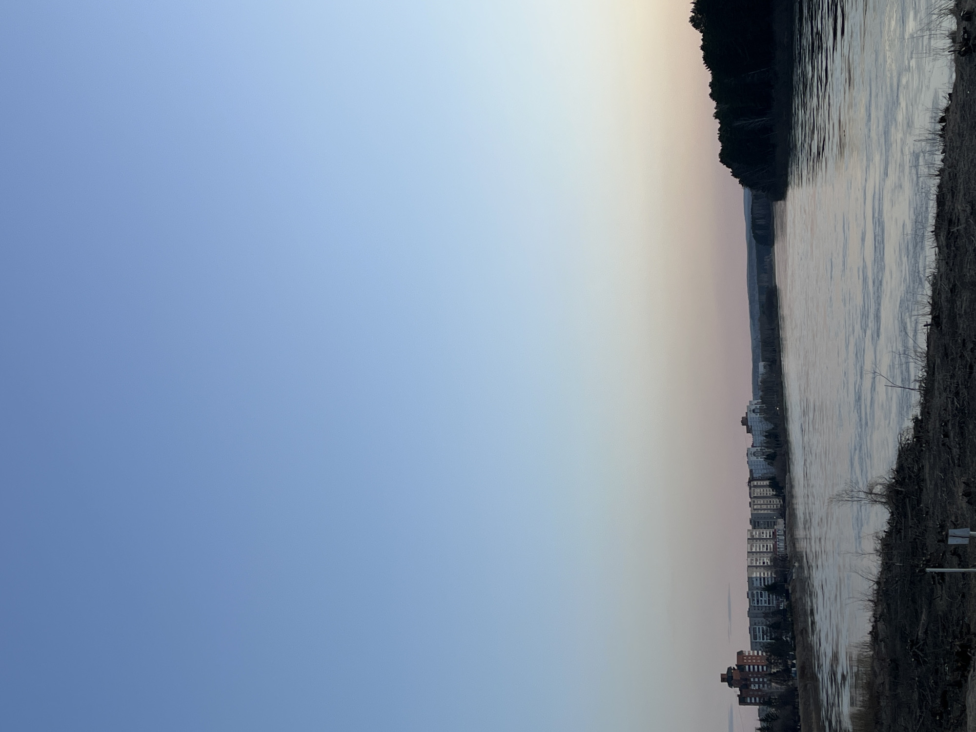 Sunrise or sunset landscape photographed over water in Zelenogorsk