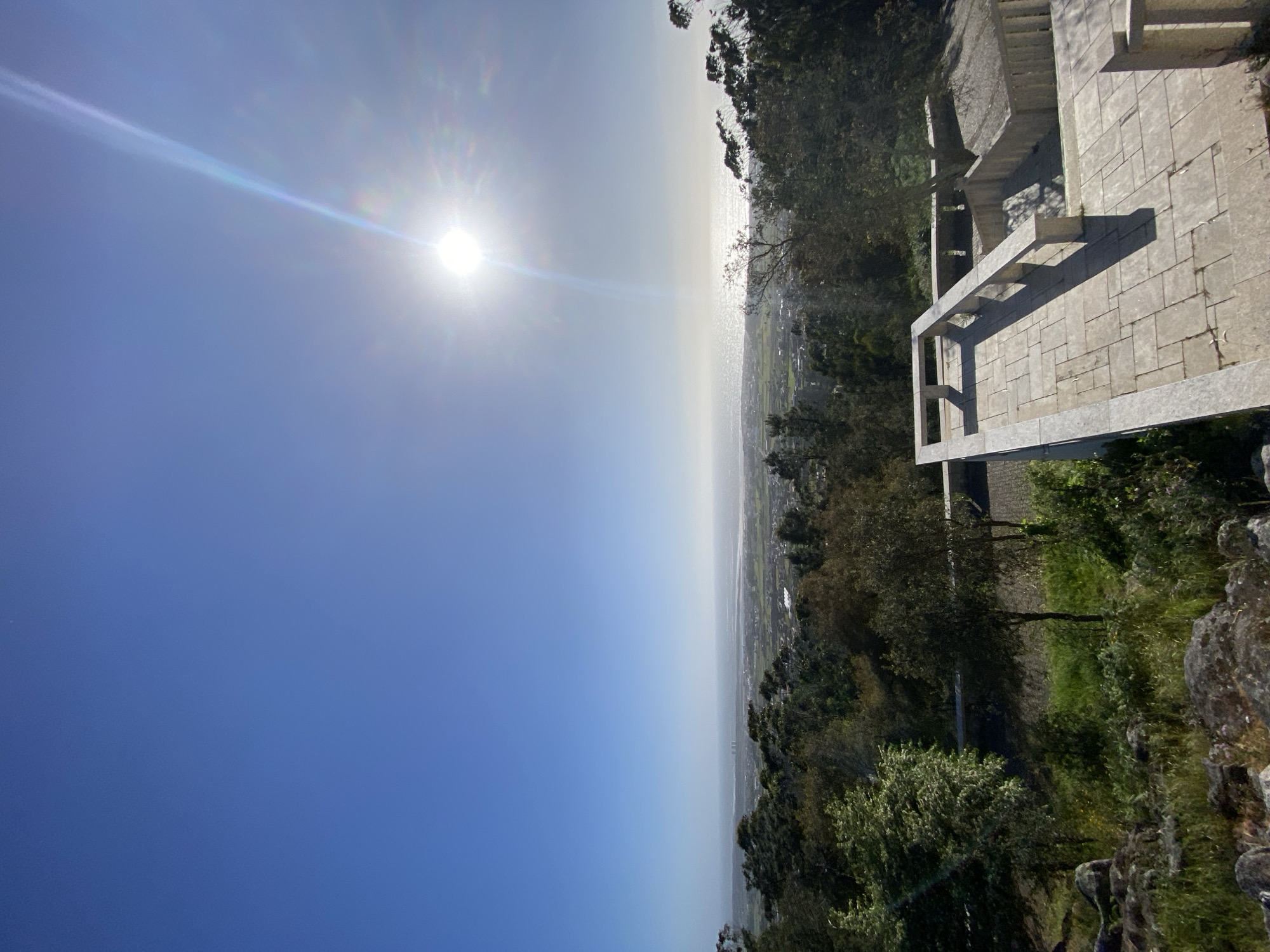 Sunny afternoon landscape views captured from overlook in Esposende