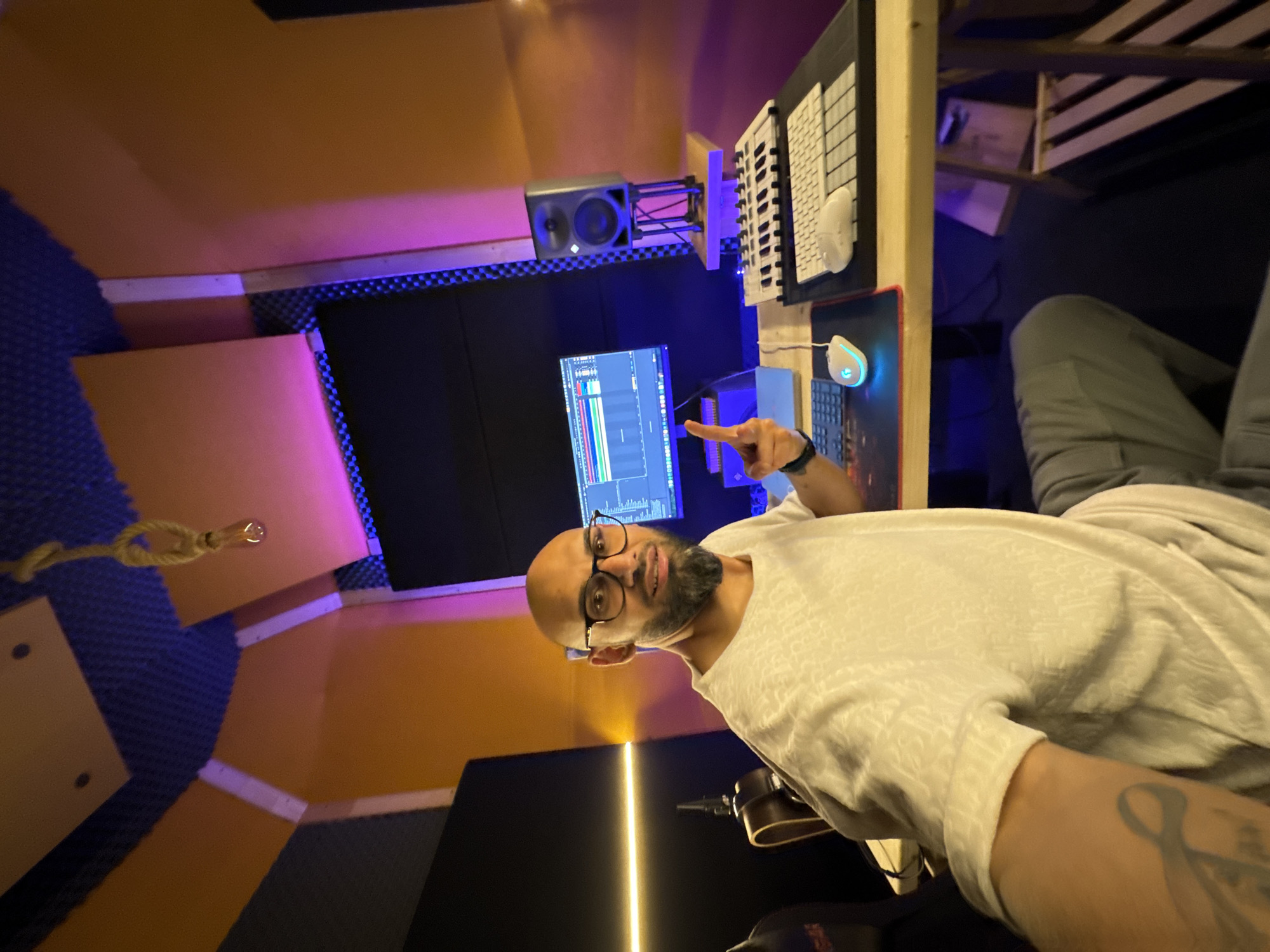 Man Points at Audio Software in Plovdiv Recording Studio