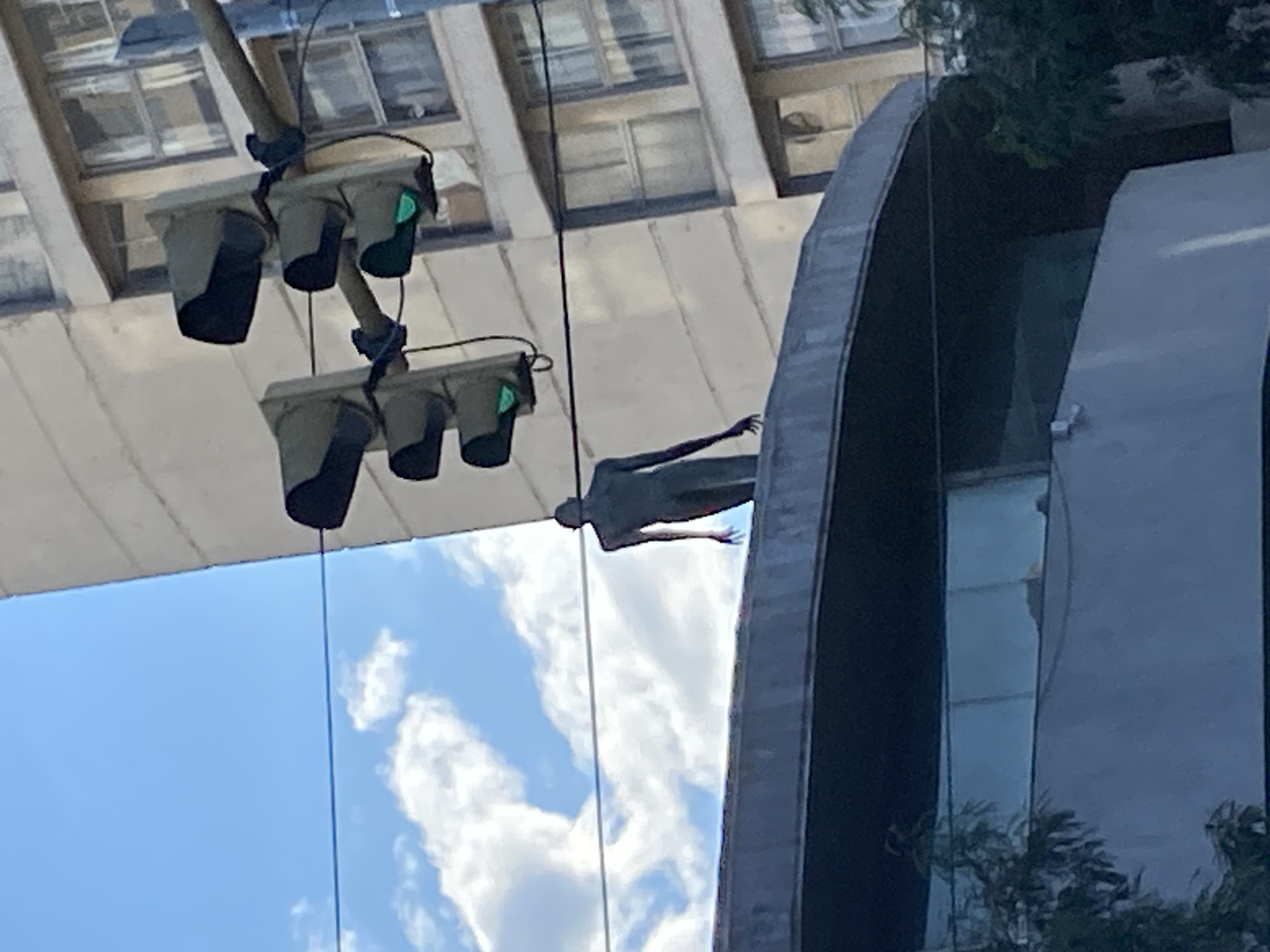 Street scene with pedestrian bridge observed in Cordoba, Argentina