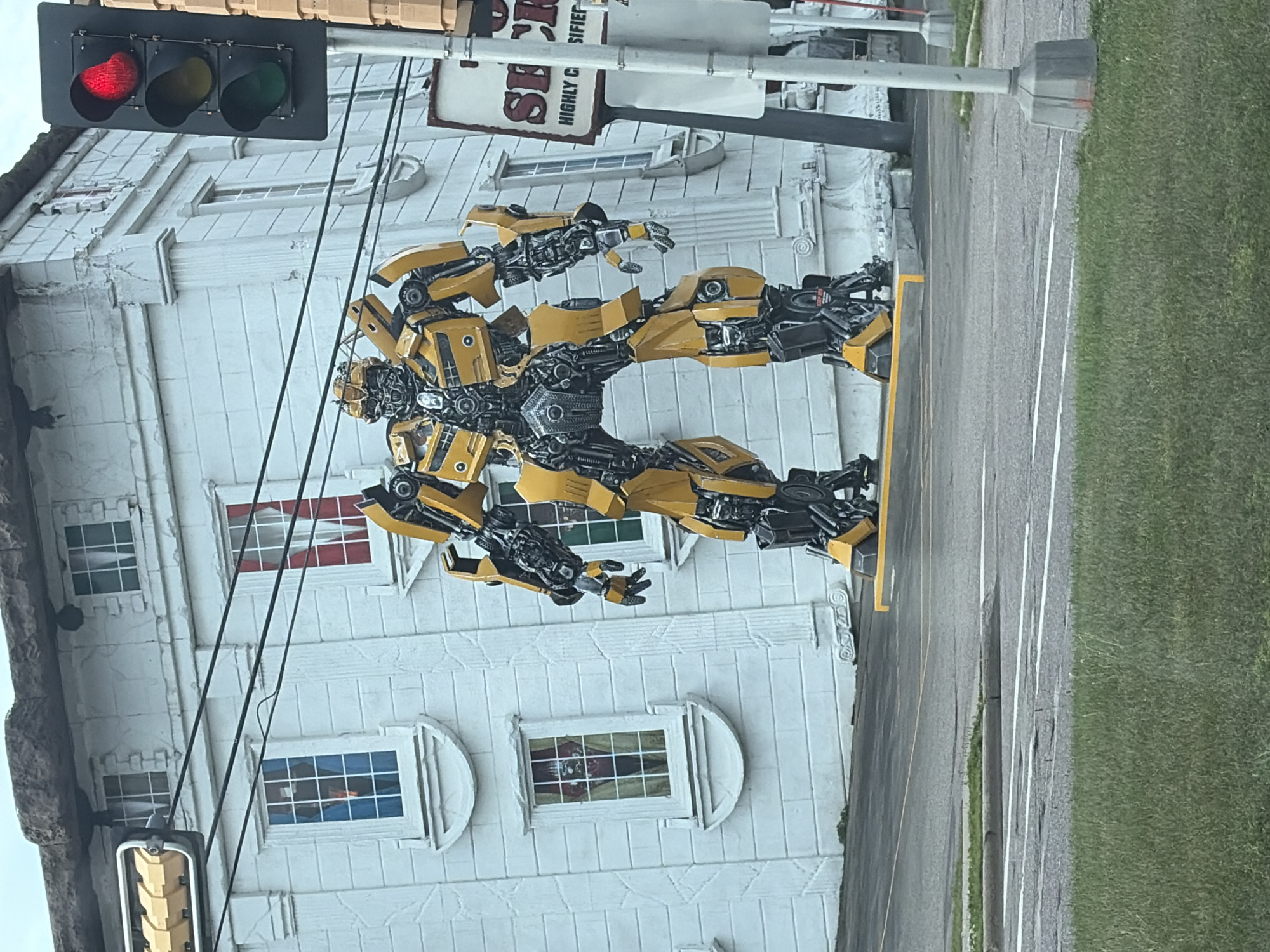 Life-size Bumblebee statue outside a Wisconsin Dells building