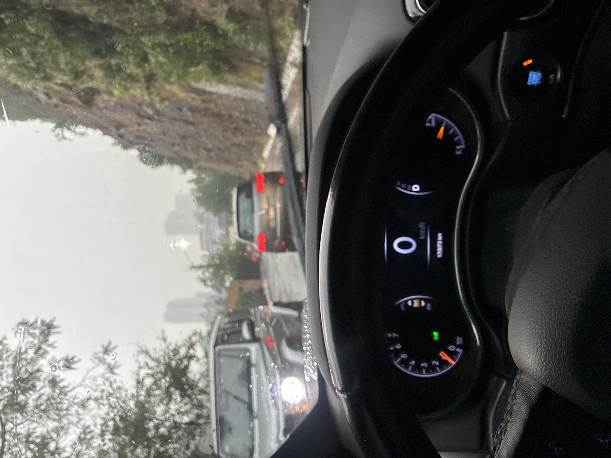 Rainy evening traffic documented by motorist in Mexico City