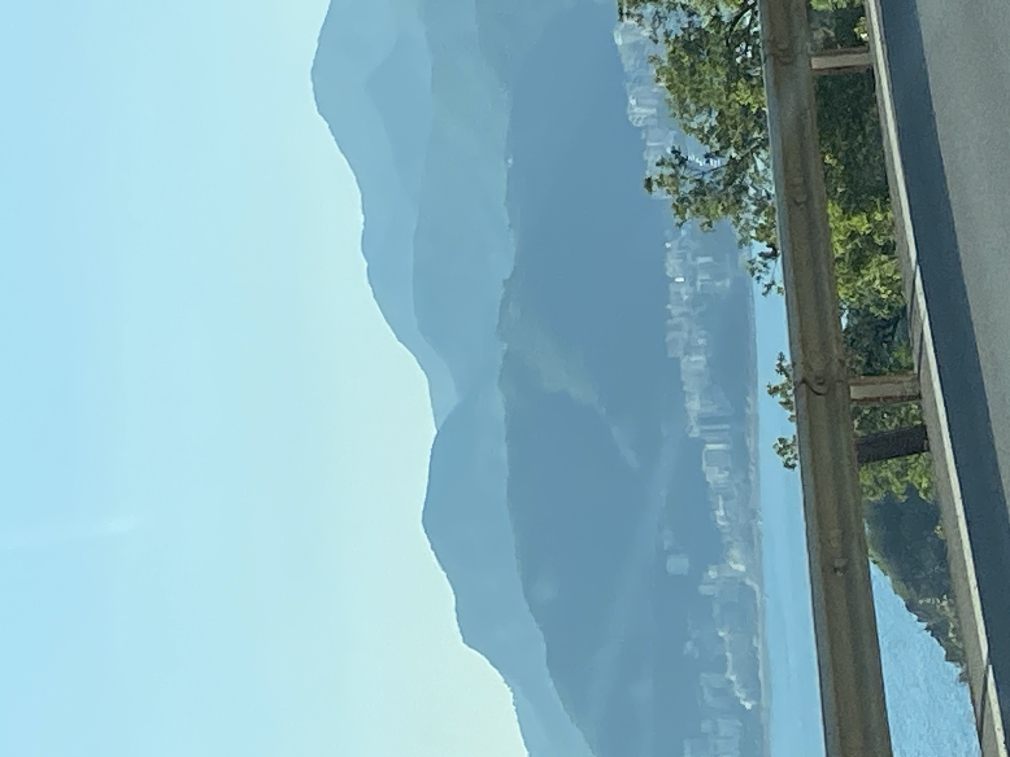 Mountain vista captured from Sveti Stefan overlooking Adriatic Sea